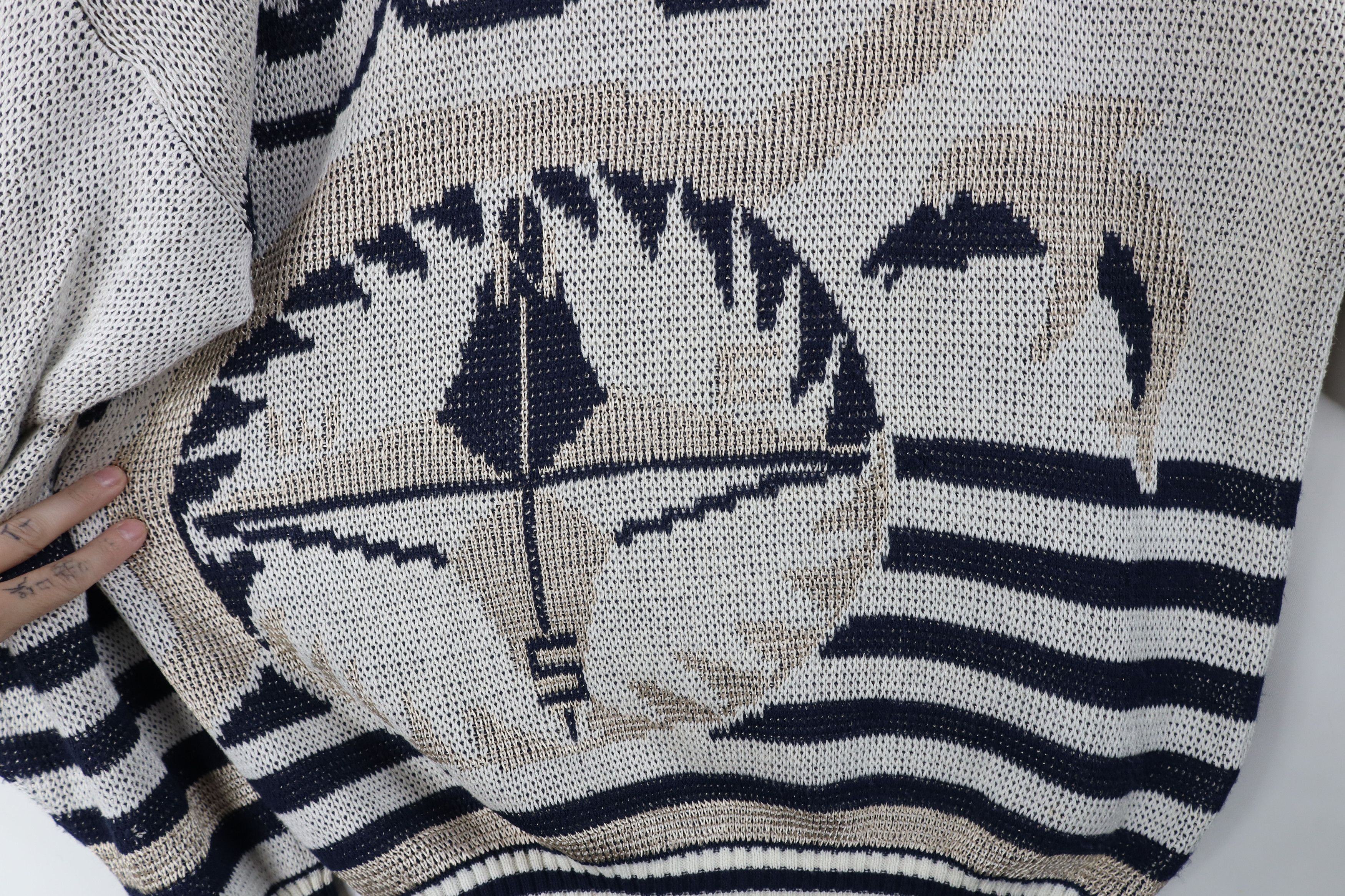 Vintage Vintage 90s Streetwear Dolphin All Over Print Knit Sweater Size L / US 10 / IT 46 - 5 Thumbnail