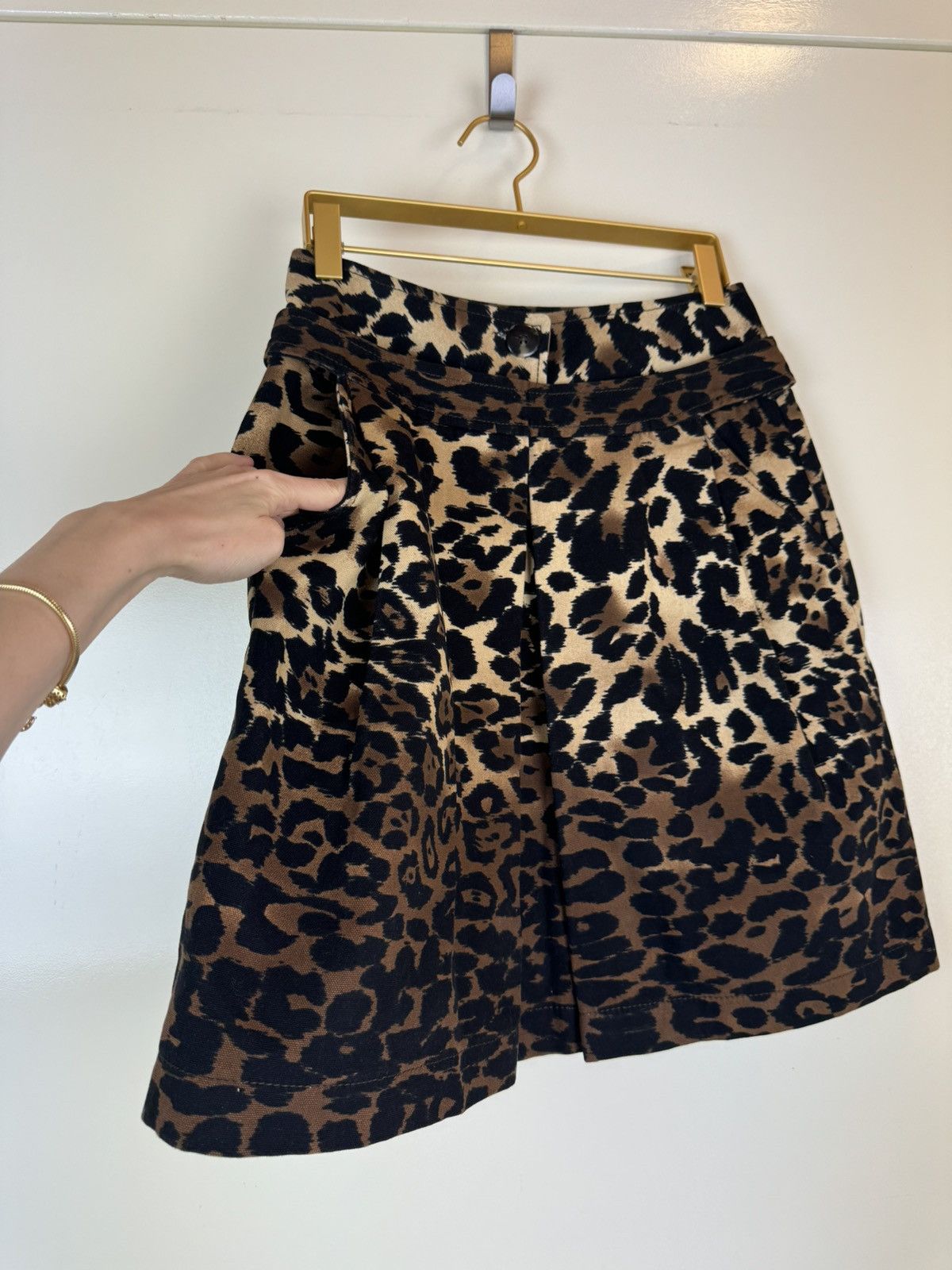 Sportmax Sportmax by Max Mara leopard print mini skirt cotton denim S Size 26" / US 2 / IT 38 - 2 Thumbnail