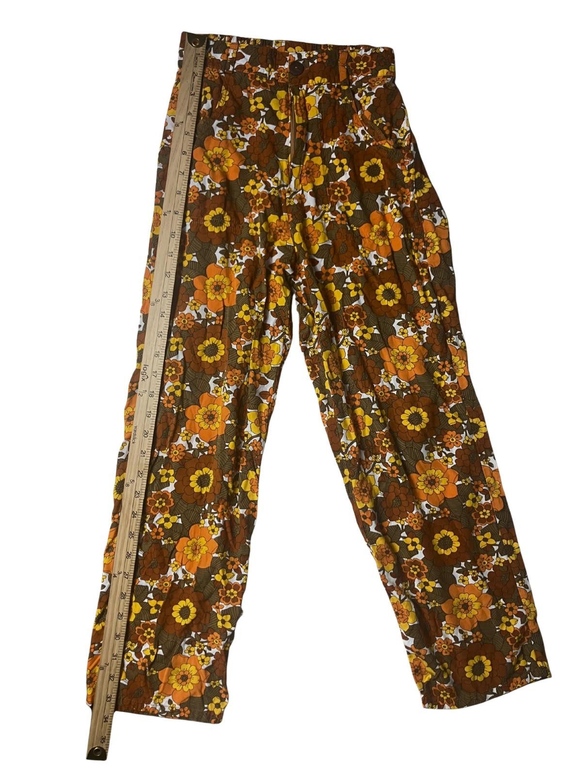 Other Vintage 70s Floral Wide Leg Pants Her Pony Rayon 6 Size 28" / US 6 / IT 42 - 3 Thumbnail