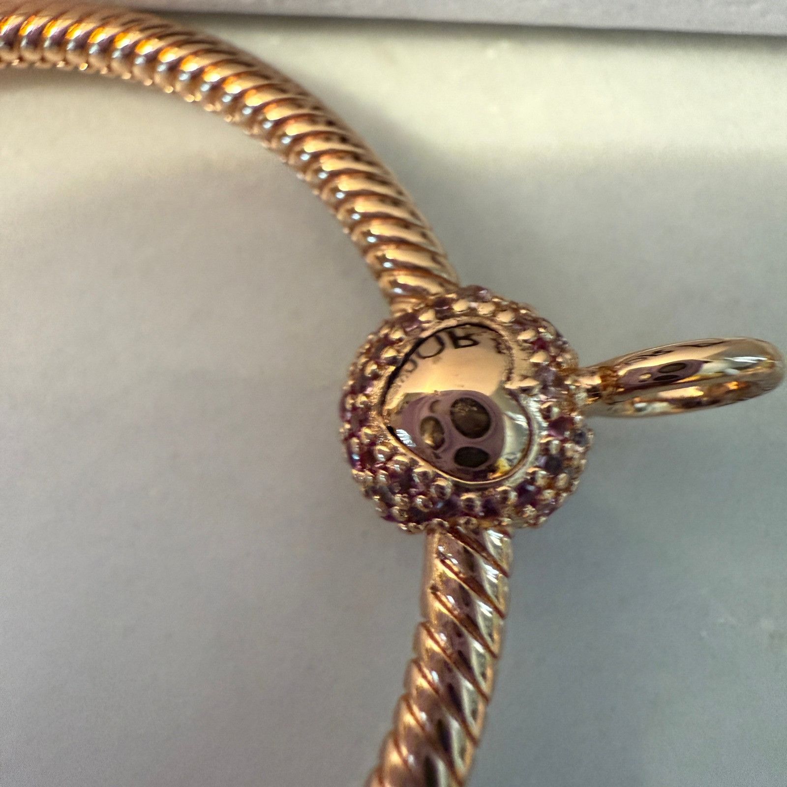 pandora Authentic Pandora Rose Gold Pink Pave O Pendant Charm Holder Size ONE SIZE - 5 Thumbnail