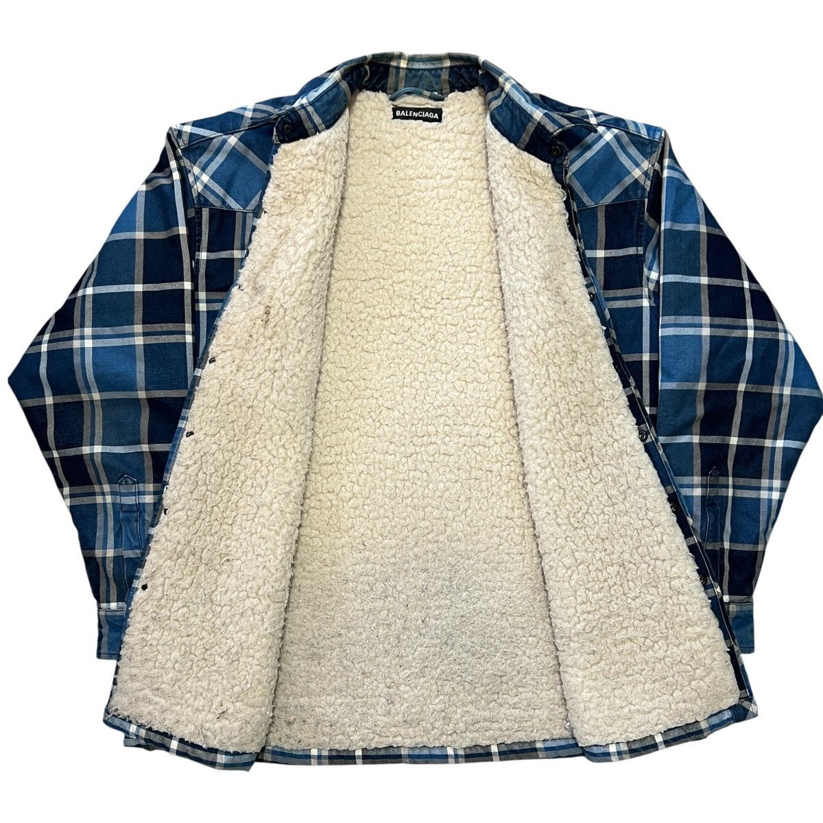 Balenciaga BALENCIAGA 2019AW Oversized Shearling Check Shirt Jacket Size US S / EU 44-46 / 1 - 3 Thumbnail
