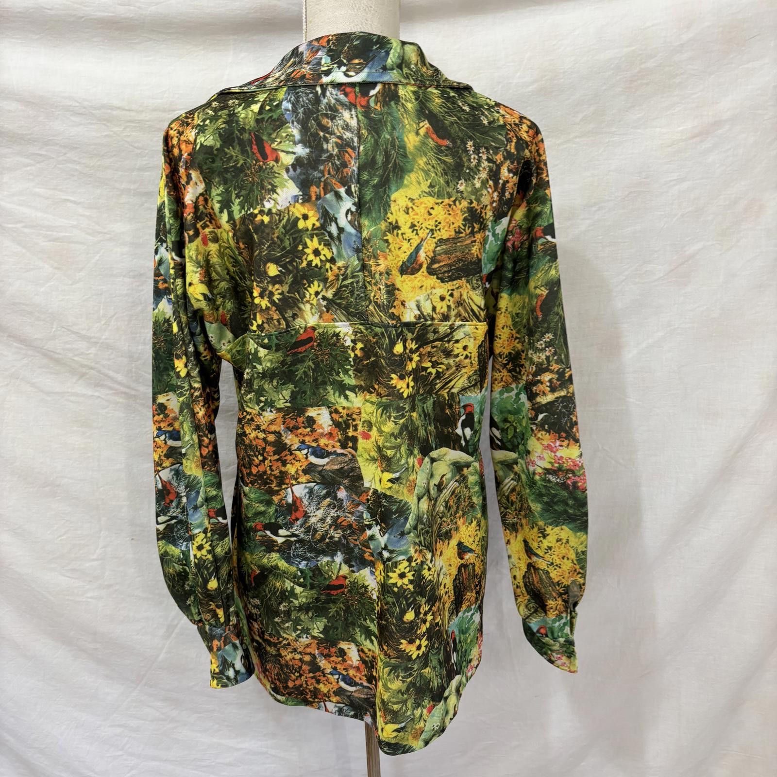 Other Vtg 70s homesewn floral foliage & birds dagger collar blouse Size M / US 6-8 / IT 42-44 - 6 Thumbnail