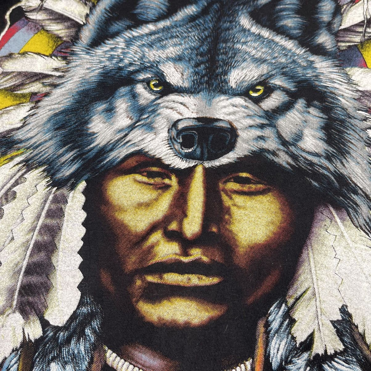 Native × Vintage Vintage 80s American Thunder Red Indian Native Sun Faded T Size US XXL / EU 58 / 5 - 3 Thumbnail