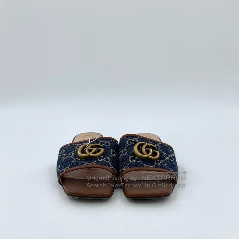 Gucci Gucci Dark blue logo jacquard casual slippers Size US 5.5 / IT 35.5 - 3 Thumbnail