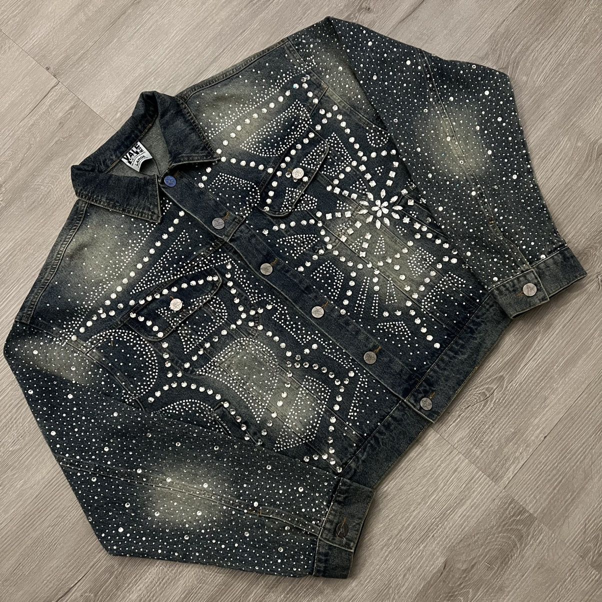 Vale Vale Forever All Over Rhinestone Denim Trucker Jacket Size US L / EU 52-54 / 3 - 1 Thumbnail