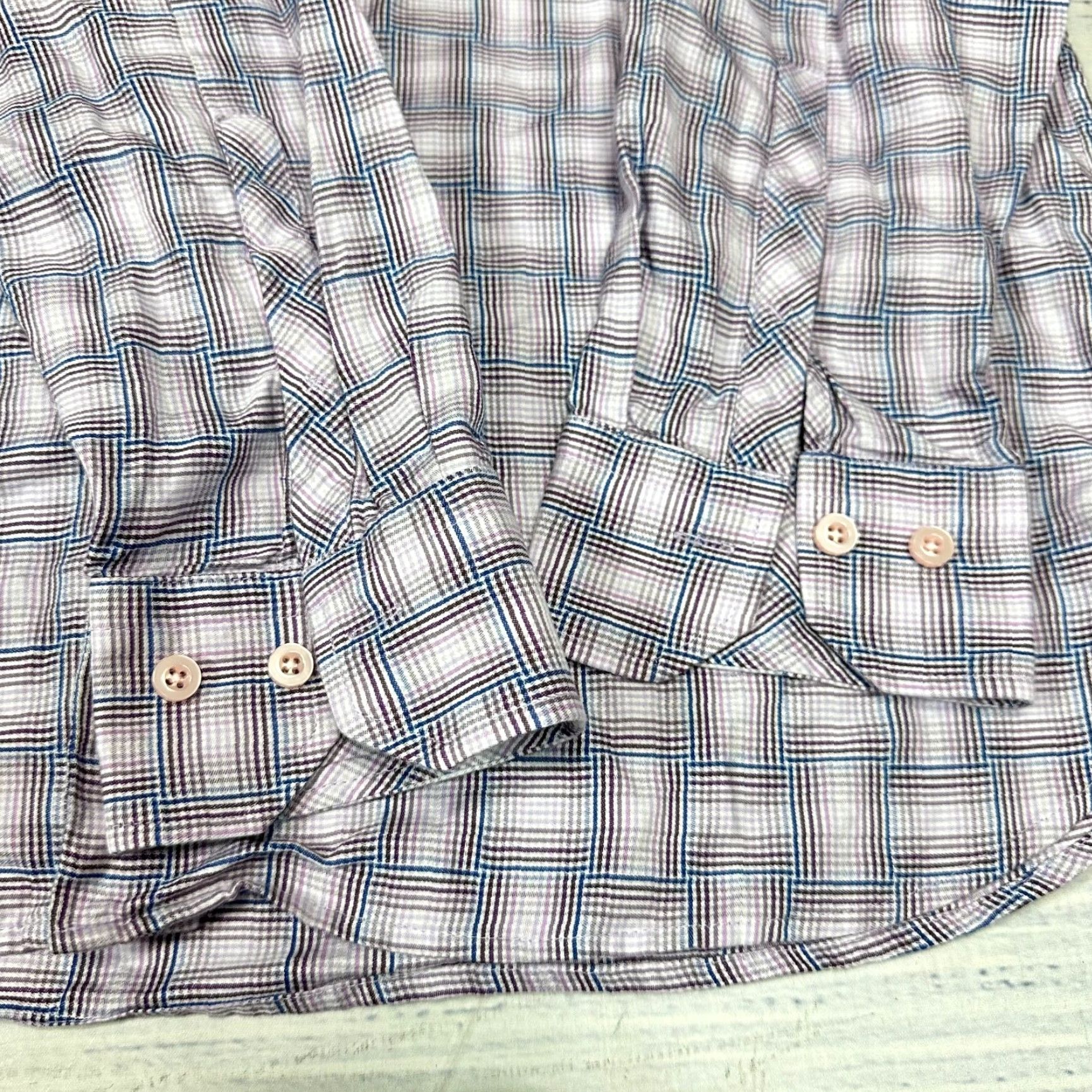 Tommy Bahama Tommy Bahama Mens Button-Up Shirt L Purple Long Sleeve Cotton Silk Plaid Size US L / EU 52-54 / 3 - 5 Thumbnail