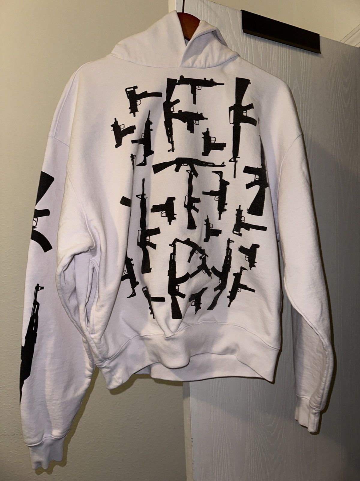 image of Fuck The Population Ftp Guns Hoodie in White, Men's (Size Small)