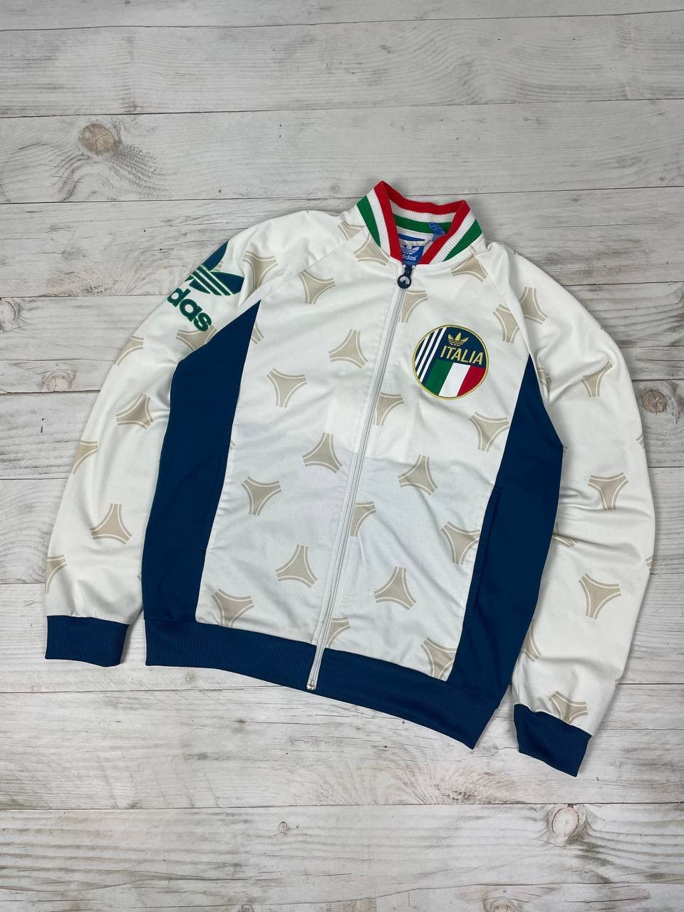 image of Adidas Italy 2013 Training Bomber Jacket Soccer Football in Blue White, Men's (Size Large)