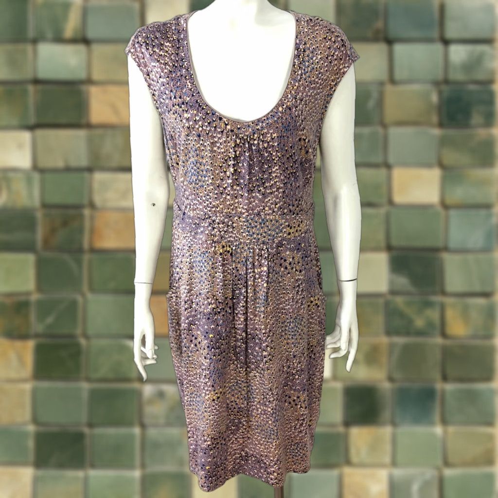 Boden Boden Dress 12 Sheath Above Knee Multicolor All Over Print Blue Brown WH978 Womens Casual Knit Cotton Modal Blend Wool? No Size XL / US 12-14 / IT 48-50 - 1 Thumbnail