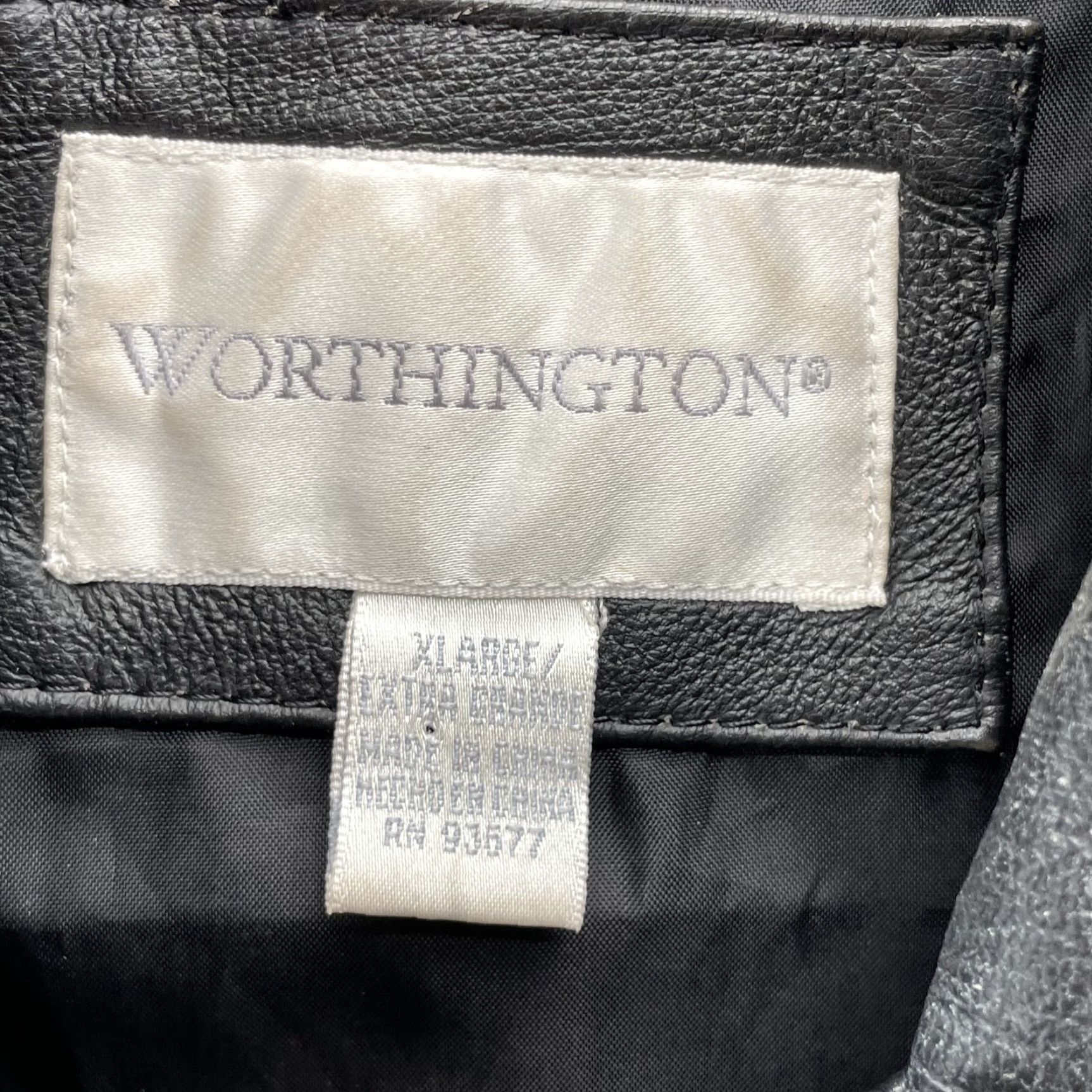 Worthington Worthington 100% Leather Jacket Women XL Short Minimal Academia Fall Y2k Classic Jacket Women XL Black 90s Classic Size 40" / US 18 - 3 Thumbnail