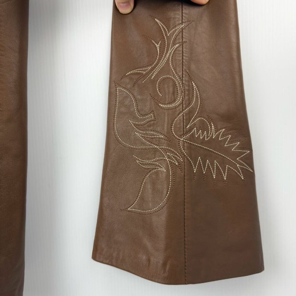 Vintage VTG LEATHER Western Set Brown Blazer Jacket Pants sz 6 - 8 Size M / US 6-8 / IT 42-44 - 4 Thumbnail