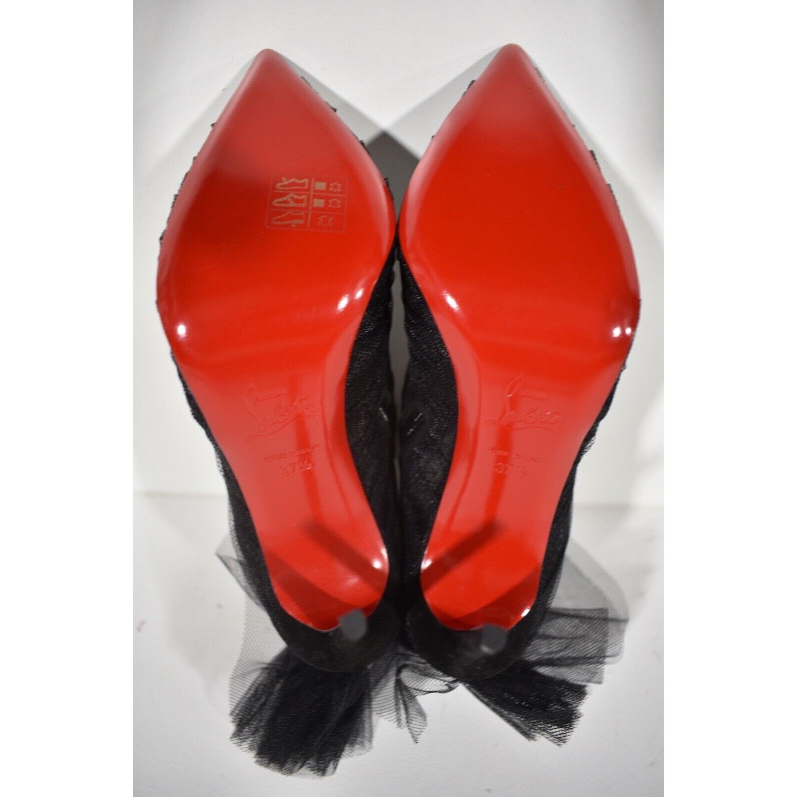 Christian Louboutin Christian Louboutin Libellibooty 100 Black Mesh Tulle Ankle Size US 7.5 / IT 37.5 - 11 Thumbnail