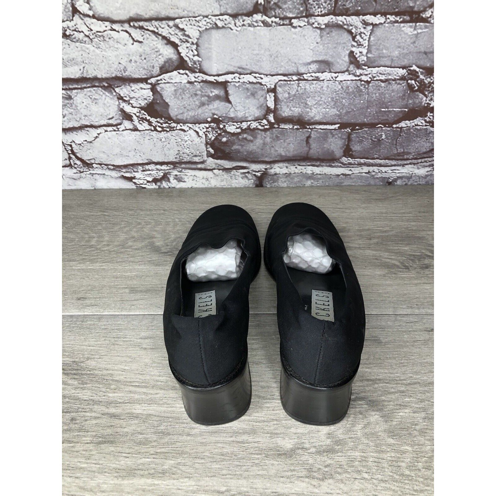 Other Nickels VTG Black Fabric Stretchy Loafers Pump Block Heels W Size US 6 / IT 36 - 4 Thumbnail