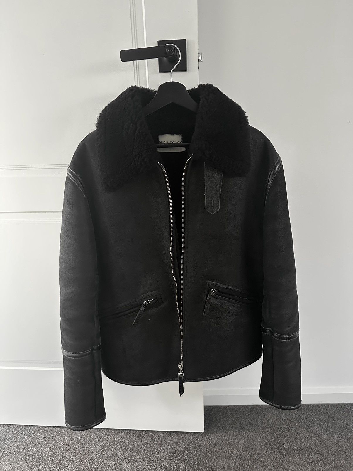 Our Legacy Our Legacy Black Shearling Leather Flight Jacket | Grailed