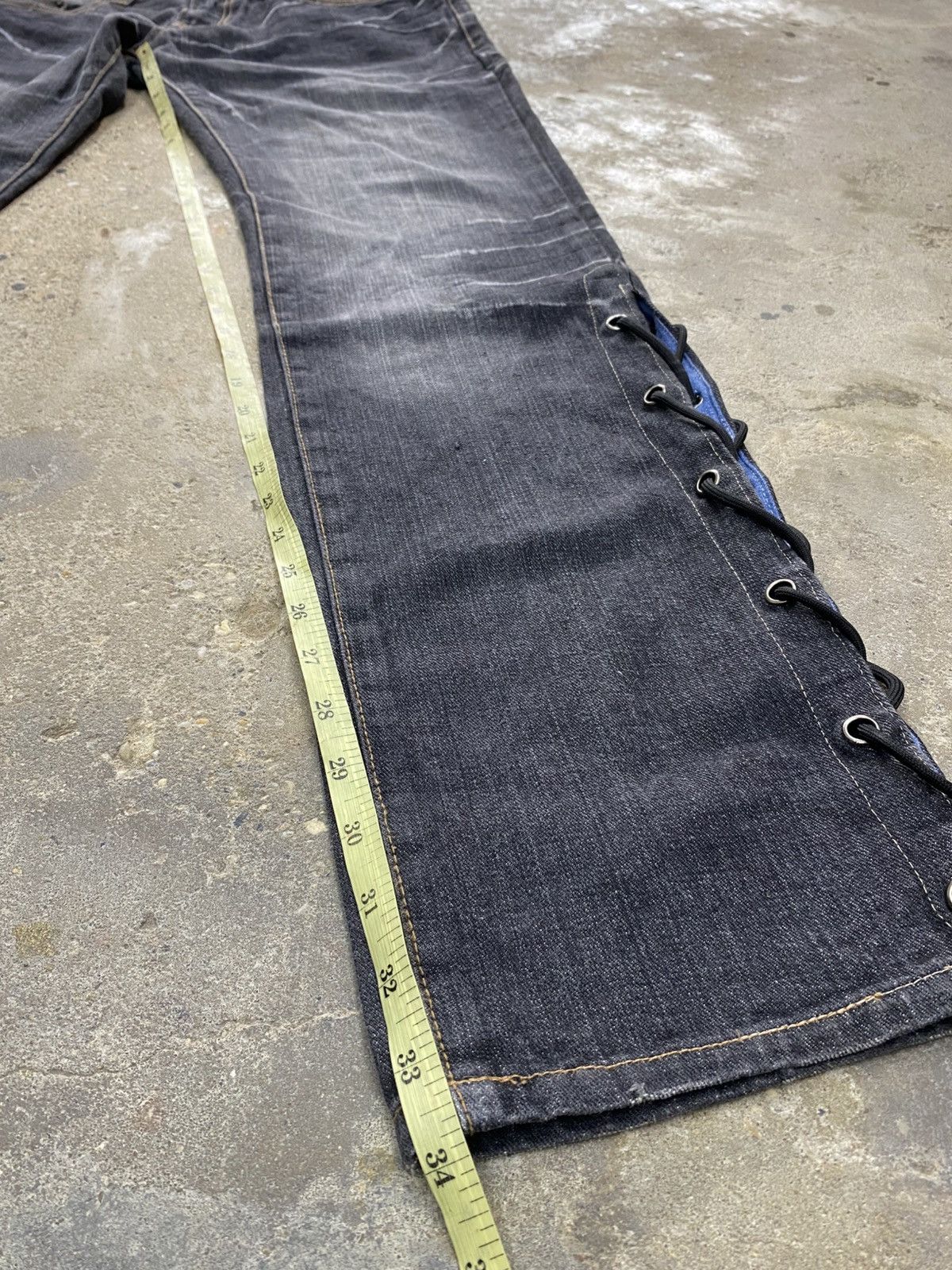 Japanese Brand Root three side laced jeans wash Size US 34 / EU 50 - 22 Thumbnail