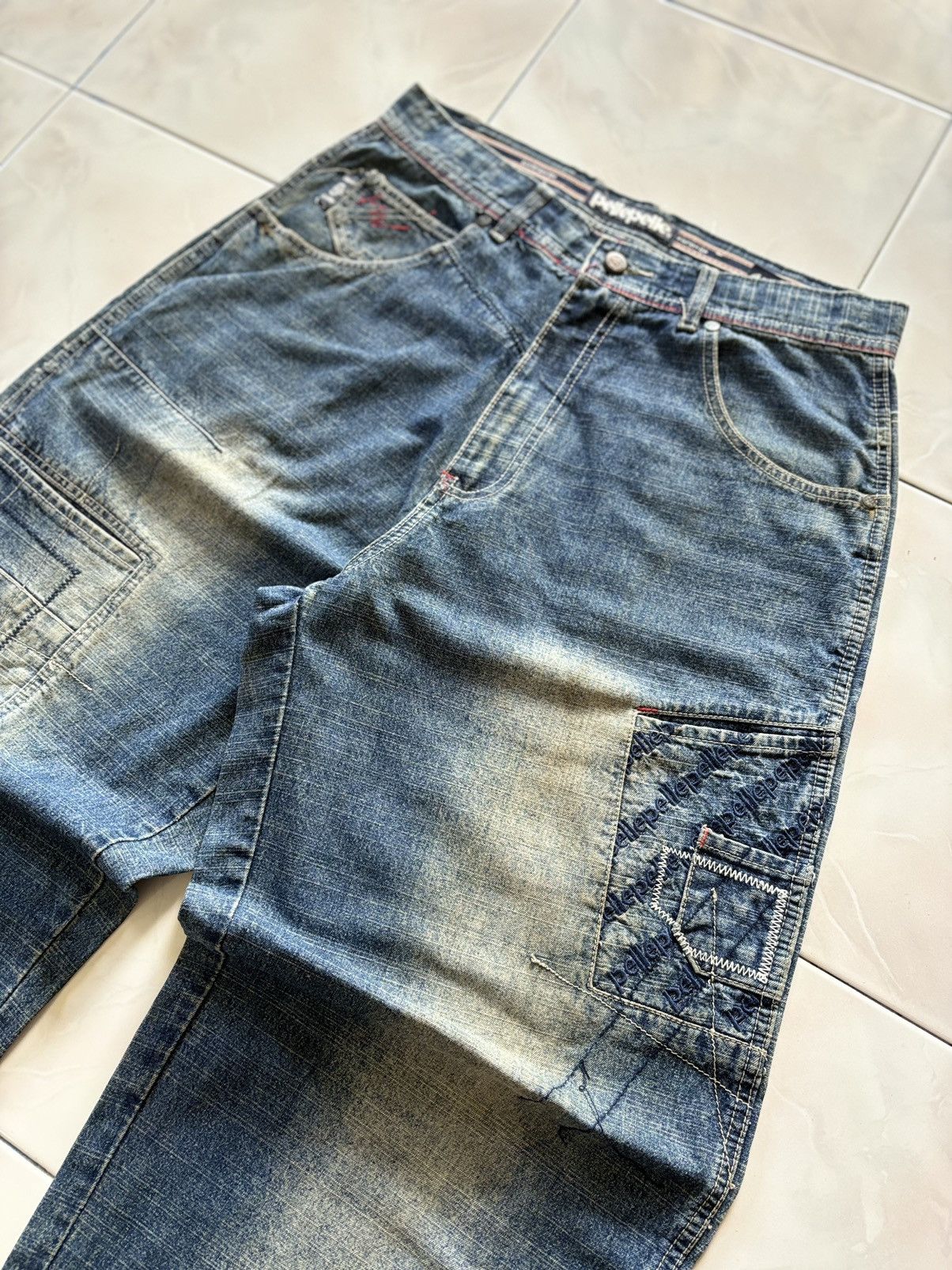 Pelle Pelle Pelle Pelle Mud Wash Baggy Patchwork Denim Jeans Size US 32 / EU 48 - 2 Thumbnail