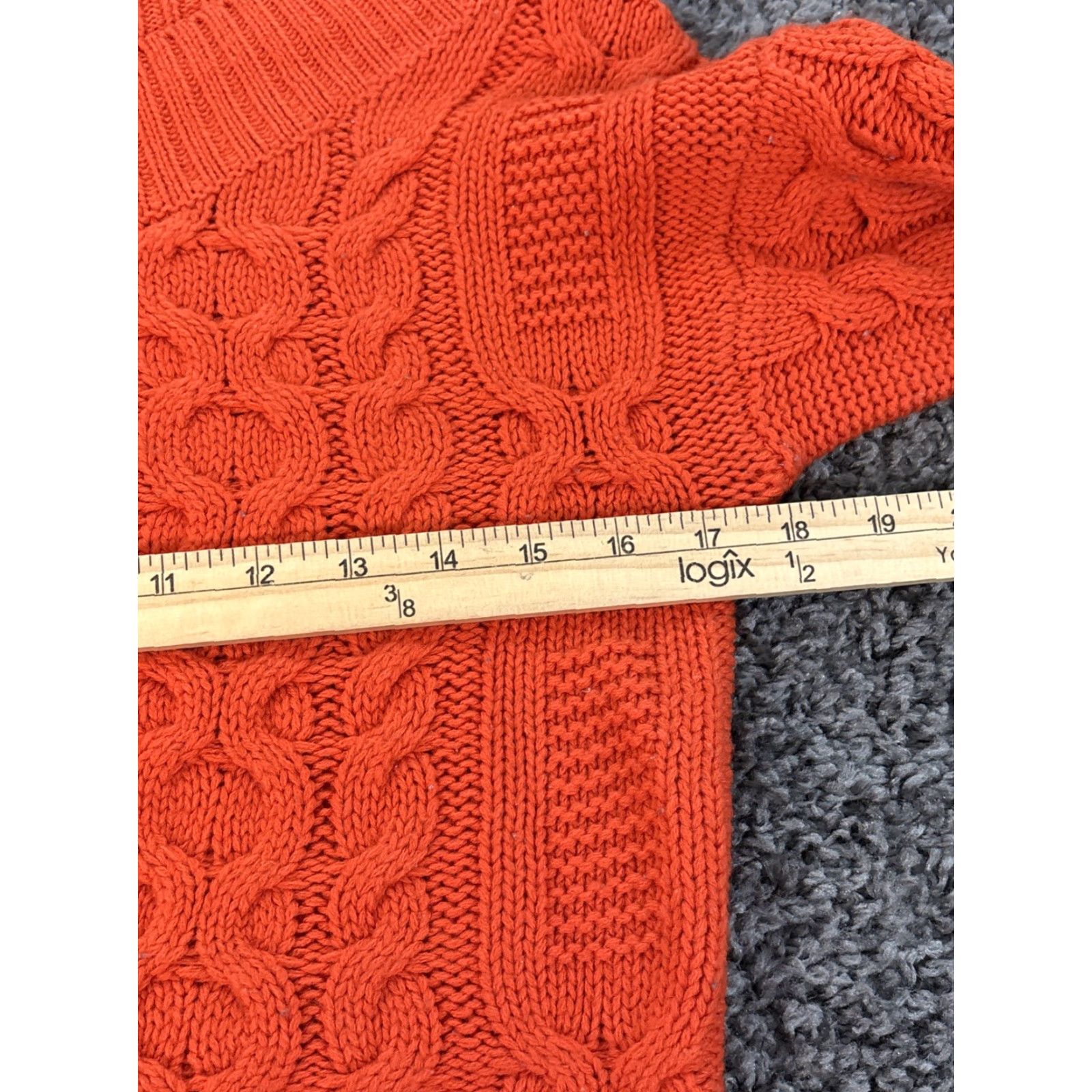 Vintage VINTAGE Poof Orange Cable Knit Boho Cropped Sweater Womens Large Knit Pullover Boat Neck 90s Size L / US 10 / IT 46 - 3 Thumbnail