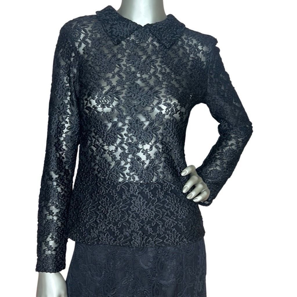 Cosa Nova Kova & T Black Lace Long-Sleeve Top Size S / US 4 / IT 40 - 1 Thumbnail