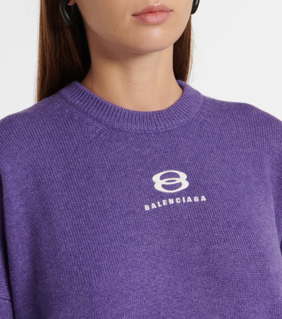 Balenciaga o1y0625 Logo Cashmere Blend Sweater in Purple Size XS / US 0-2 / IT 36-38 - 2 Thumbnail