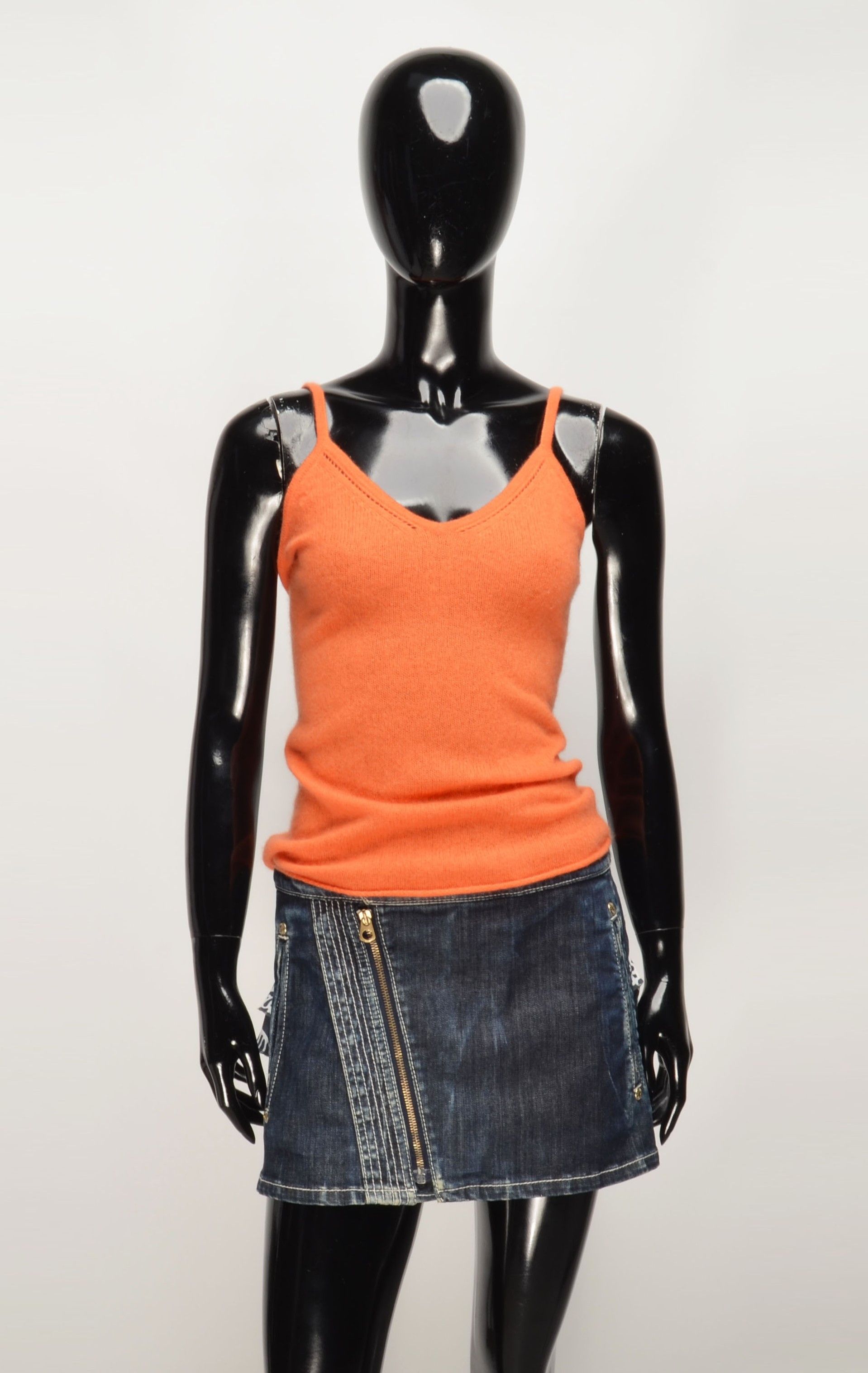 Vintage Vintage Silk & Cashmere Blend Orange Tank Cami Top Size XS / US 0-2 / IT 36-38 - 1 Thumbnail