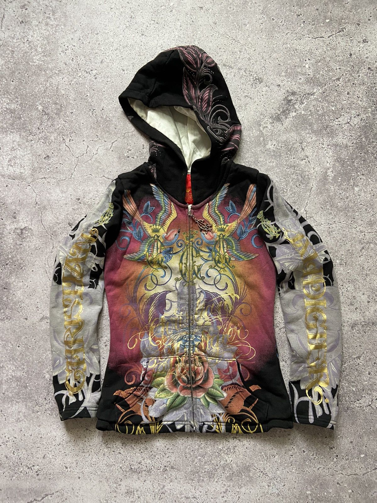 Christian Audigier Vintage Y2K Christian Audigier Hoodie Zip Up Size XXS / US 00 / IT 34 - 1 Thumbnail