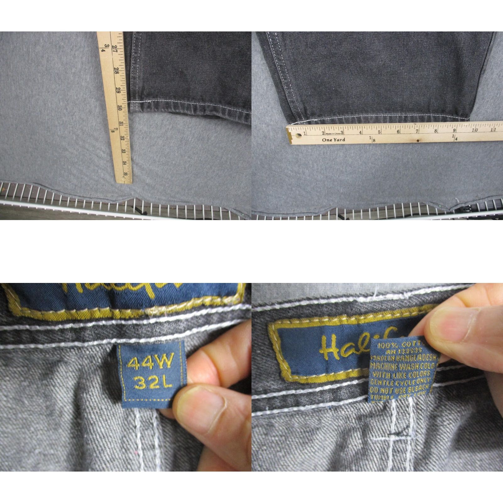 Vintage Halifax Jeans Mens 44x32 Gray Black Denim Baggy 5 Pocket Straight Relaxed Cotton Charcoal Wash Denim 5-pocket Mens Jeans Size US 44 / EU 60 - 8 Thumbnail