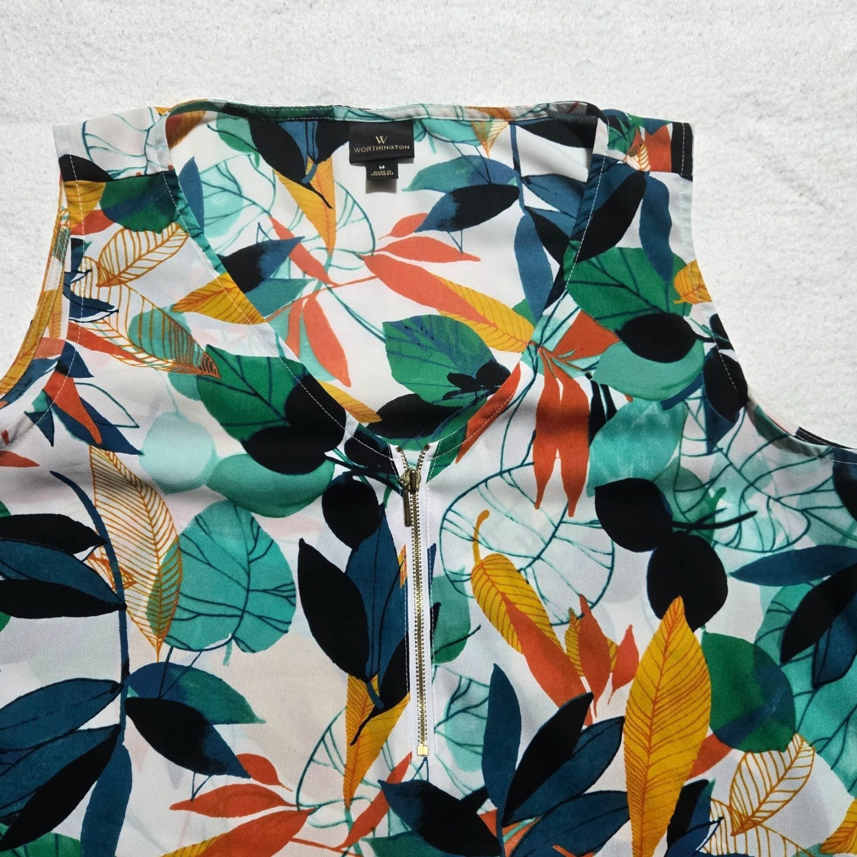 Worthington Worthington Shirt Adult M Multicolor Floral Sleeveless Tank Top Women Regular Fit Size M / US 6-8 / IT 42-44 - 2 Thumbnail