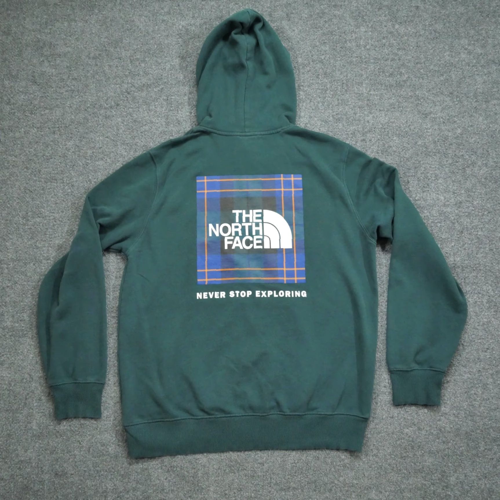 The North Face The North Face Hoodie Mens Medium Green Pullover Logo Plaid Sweatshirt Size US M / EU 48-50 / 2 - 2 Thumbnail
