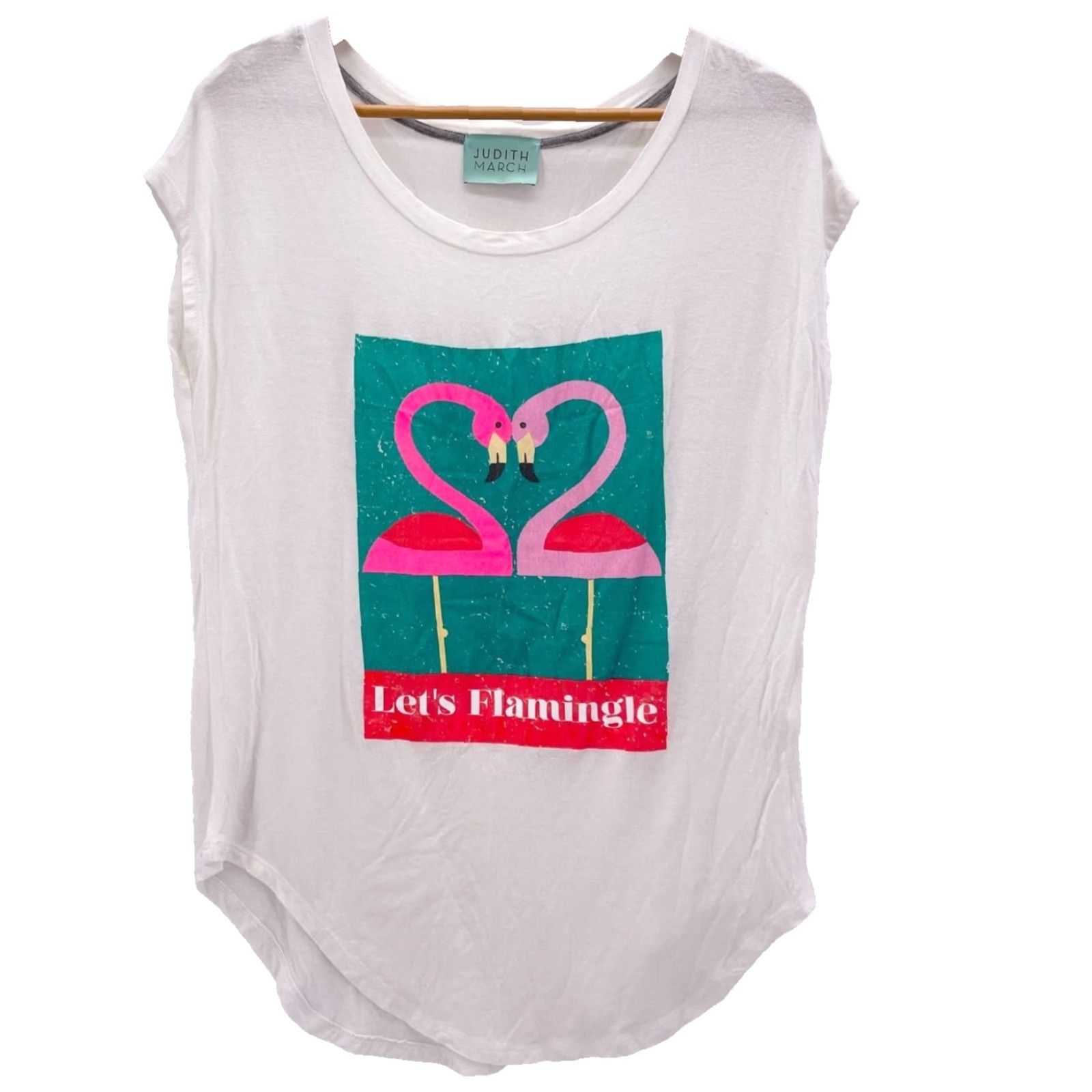 Vintage Judith March Tank White Womens Medium Lets Flamingle Flamingo Casual Shirt Sleeveless Round Neck Pullover Regular Modern Basic Dress Code Mens? Size M / US 6-8 / IT 42-44 - 2 Thumbnail