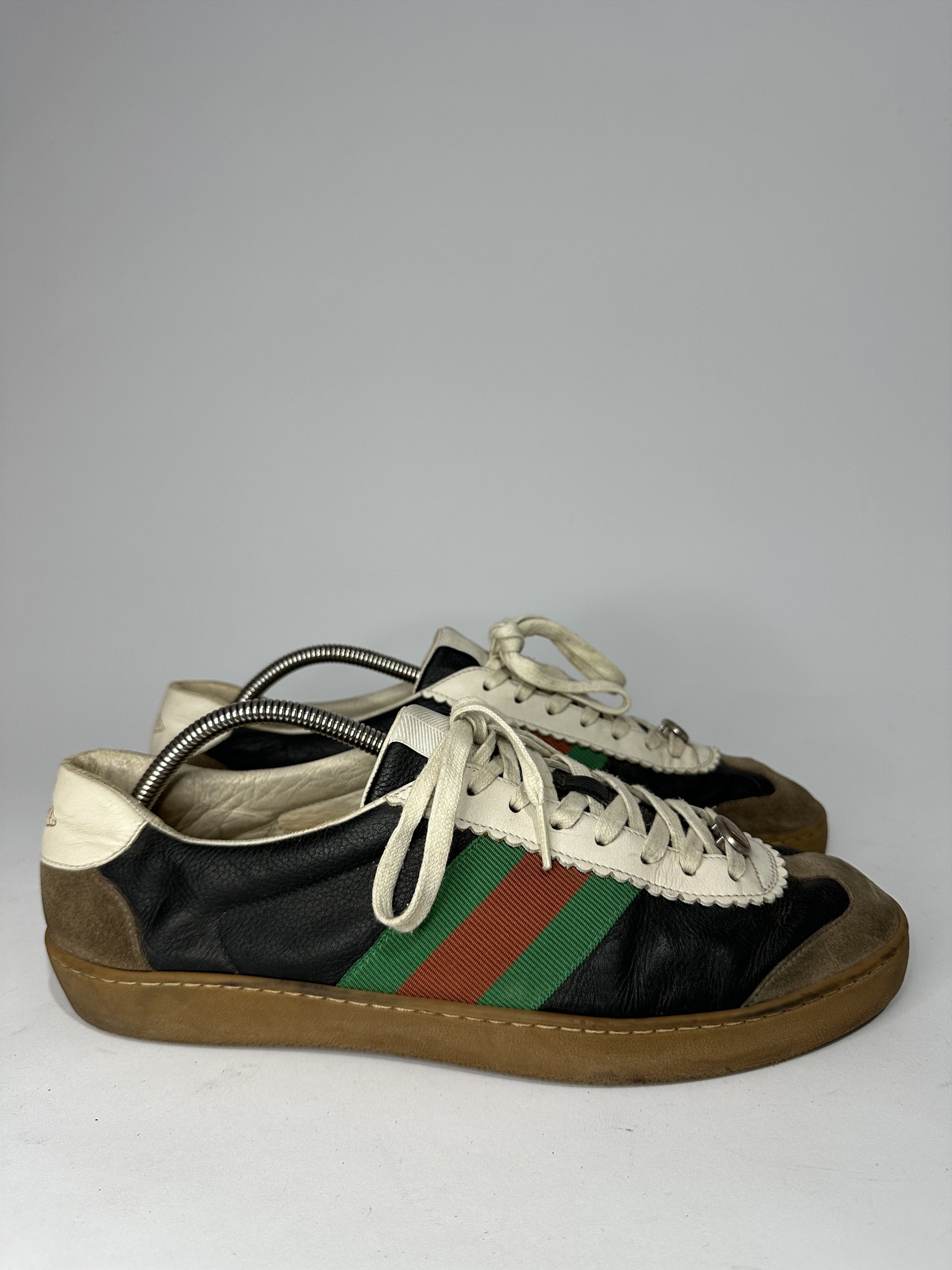 Gucci Gucci G74 Web Leather And Suede Tricolor Sneakers. Size US 10.5 / EU 43-44 - 3 Thumbnail