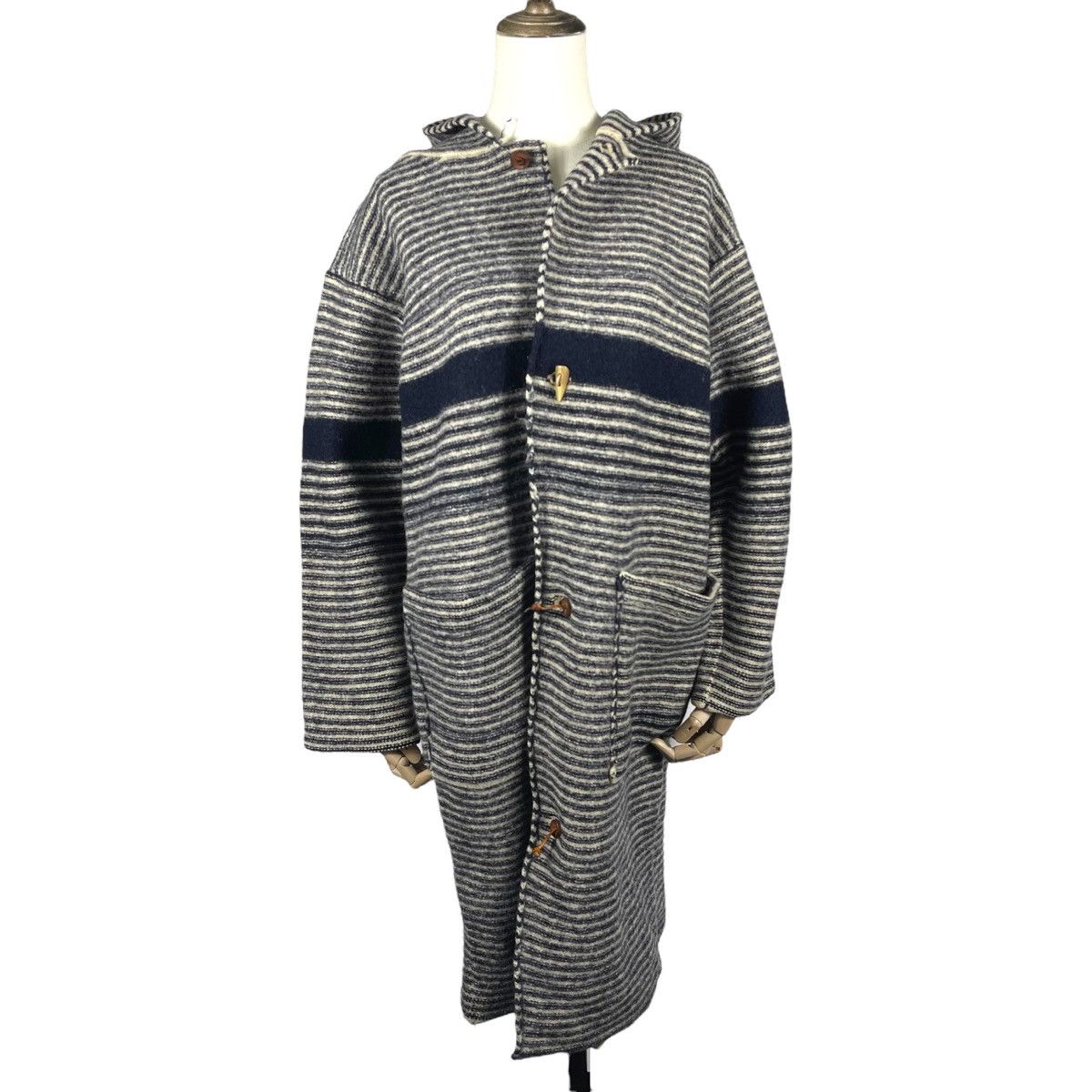 45rpm R By 45rpm Wool Striped Hoodie Duffle Coat Size L / US 10 / IT 46 - 2 Thumbnail