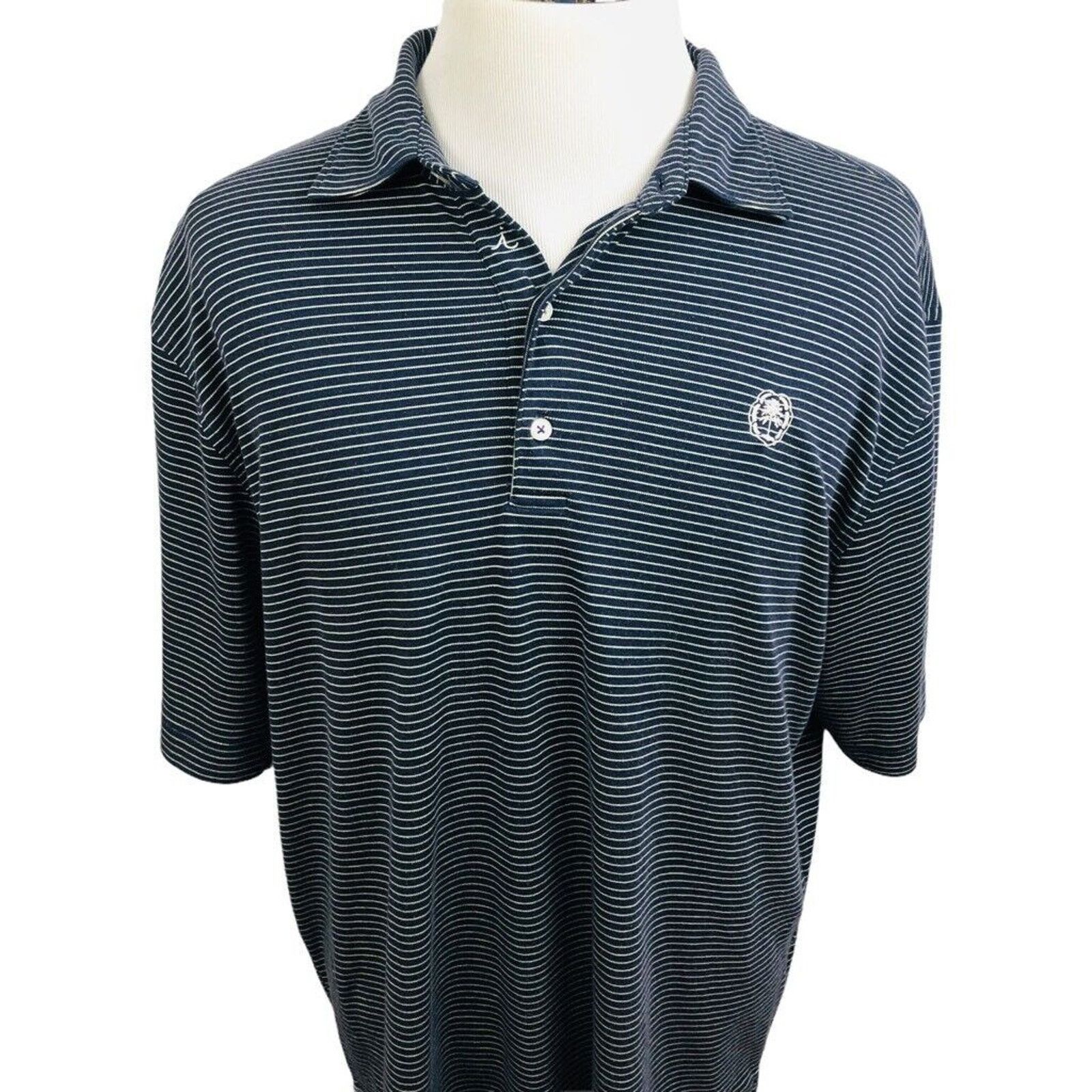 The Unbranded Brand iliac Golf Bert Lamar Mens Polo Shirt Blue Striped Button XL Size US XL / EU 56 / 4 - 1 Thumbnail