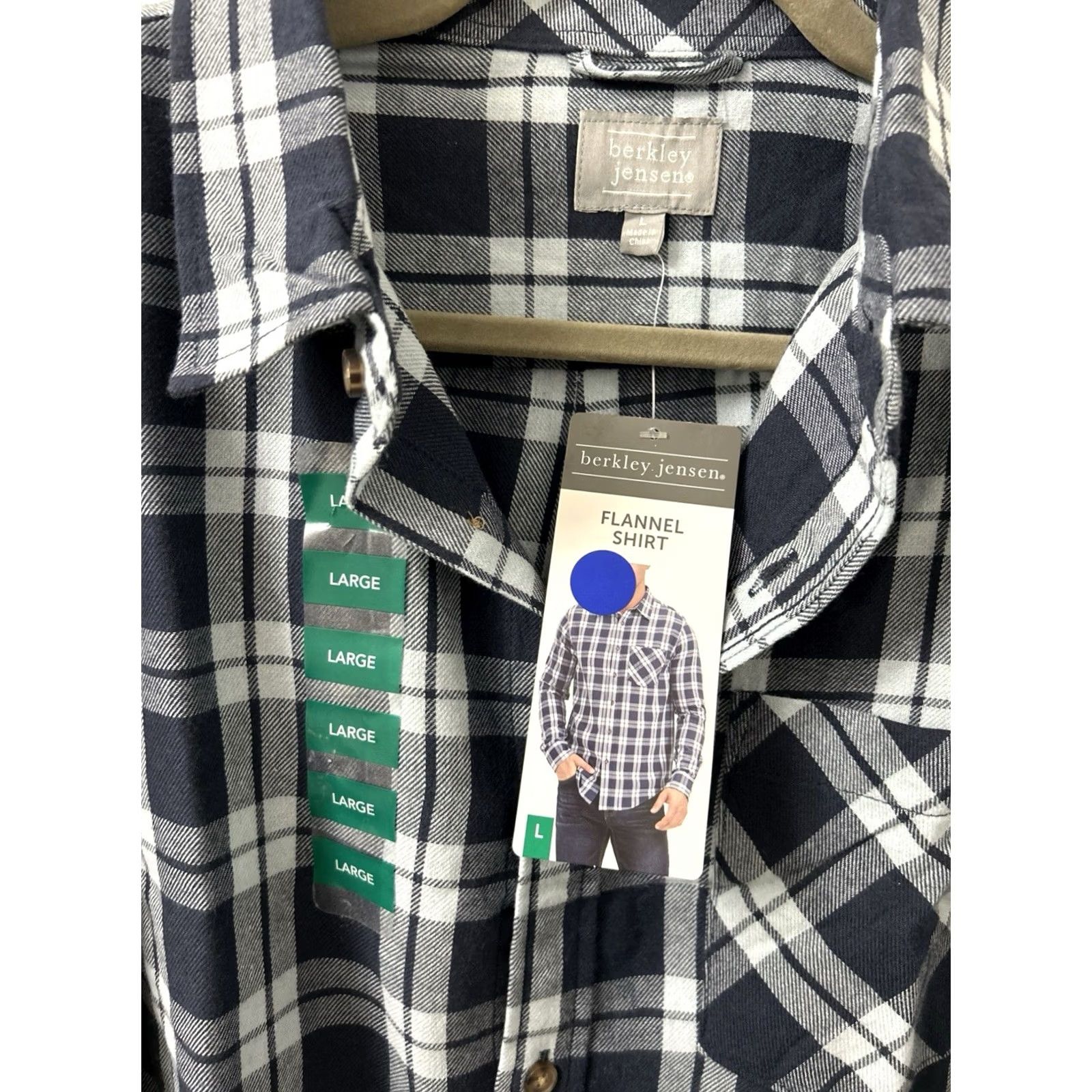 Vintage VINTAGE Berkley Jensen Shirt Mens L Blue Plaid Button-Down Long Sleeve NWT Size US L / EU 52-54 / 3 - 5 Thumbnail