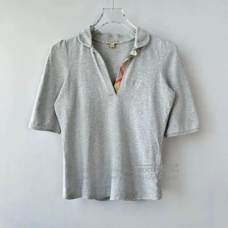 Burberry Burberry Gray Cotton Summer V-Neck T-Shirt. Size M / US 6-8 / IT 42-44 - 1 Thumbnail