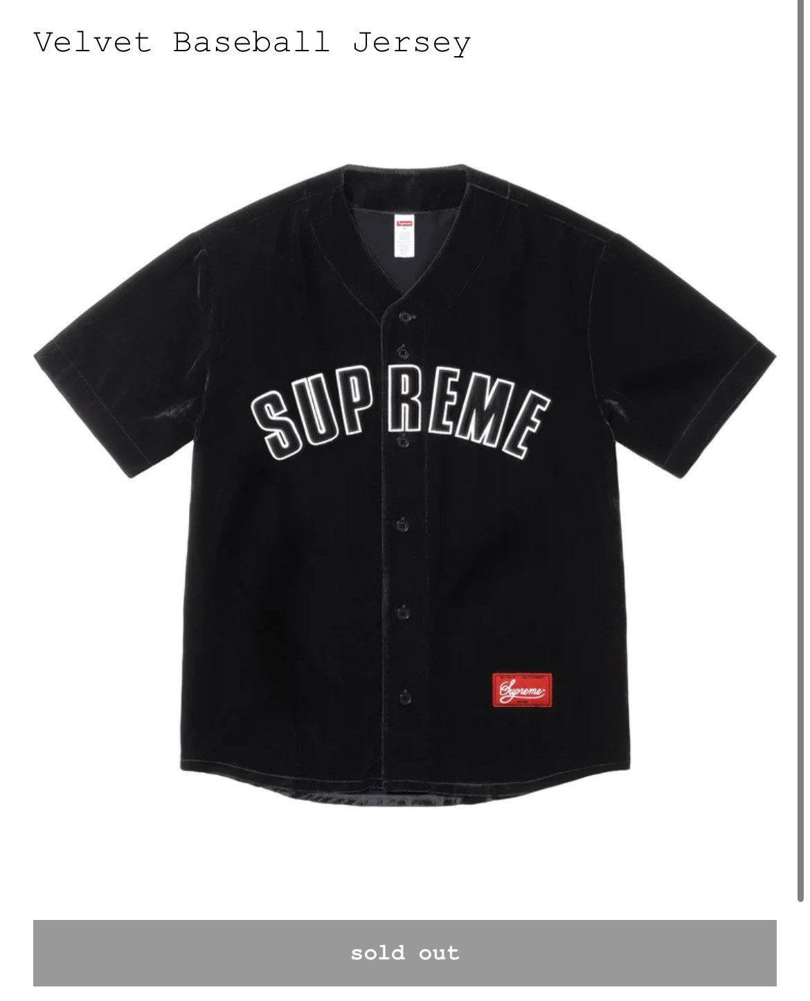 Supreme Supreme Chosen One Baseball Jersey Black size Medium