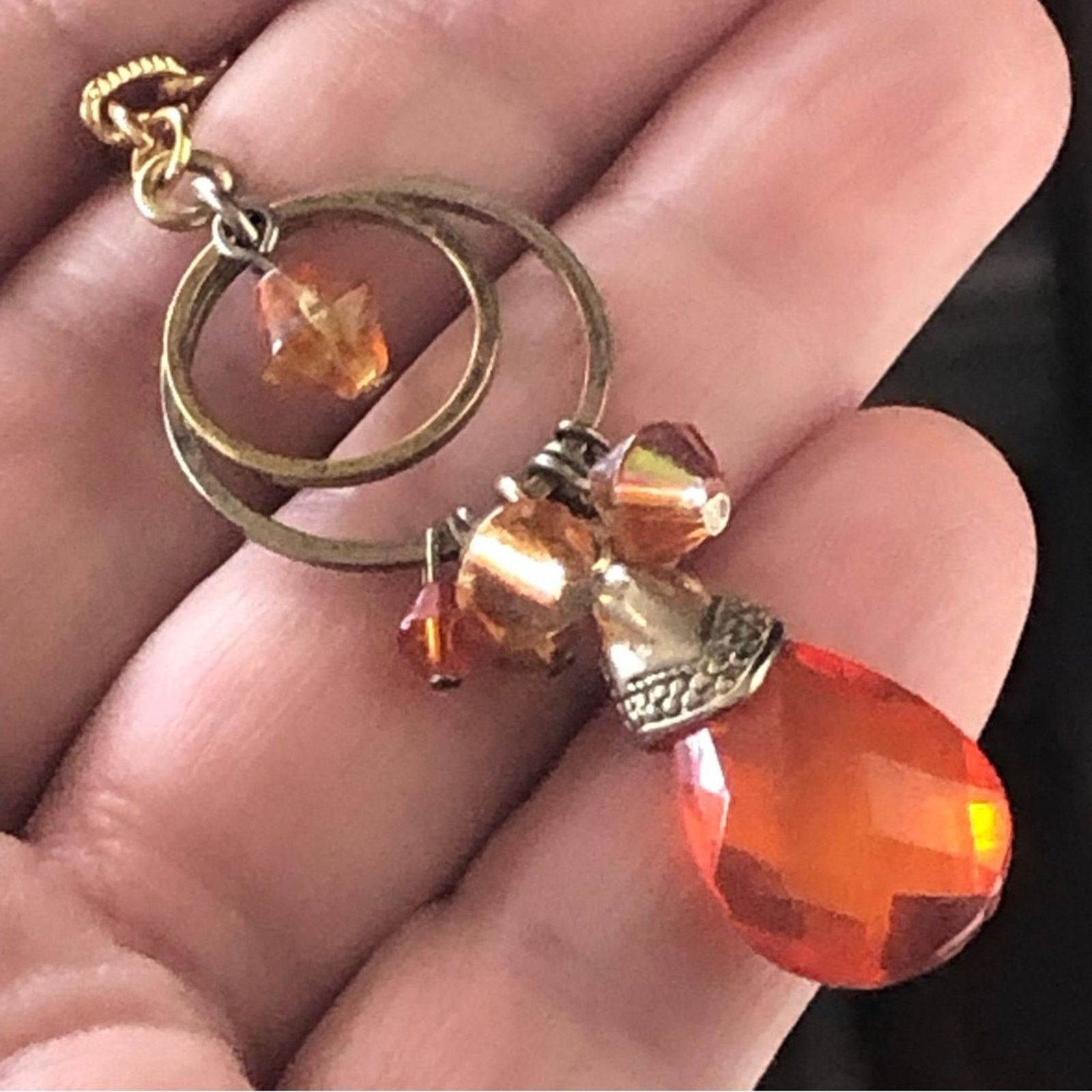 Handmade Handmade repurpose apricot crystal gold chain necklace Size ONE SIZE - 8 Thumbnail
