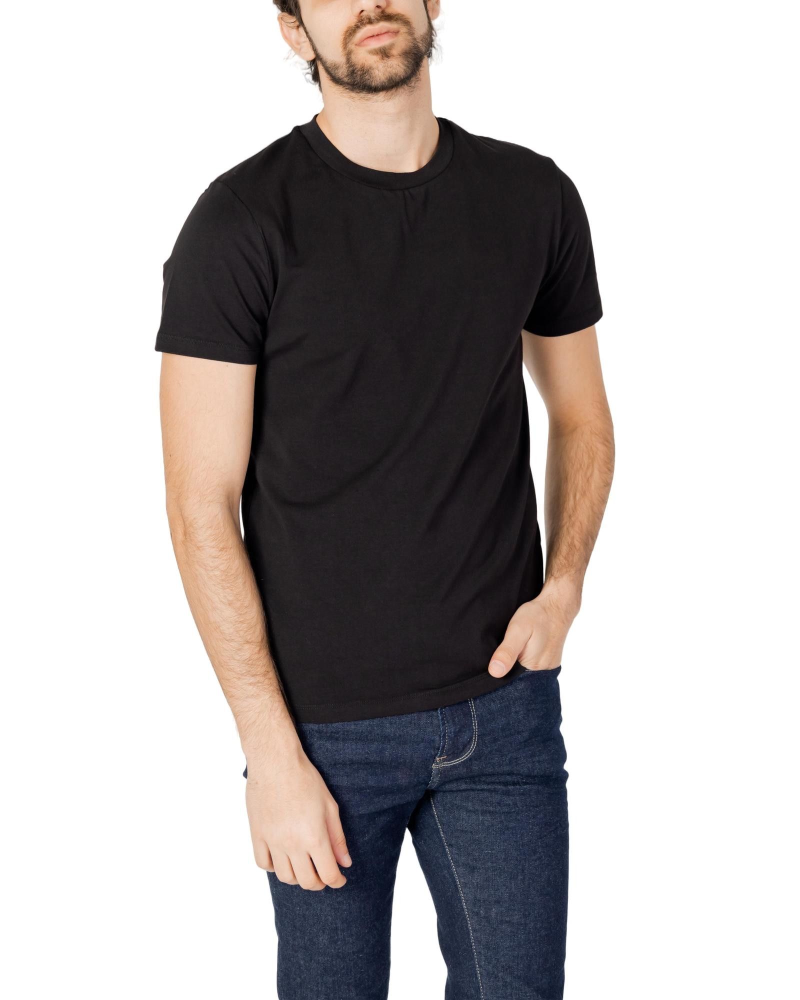 image of Peuterey Cotton Blend Round Neck T-Shirt in Black, Men's (Size Medium)