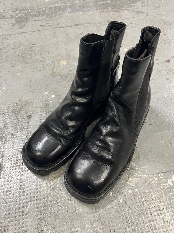 Prada × Vintage 2000s Prada Black Pure Leather Ankle Boots Size US 9.5 / IT 39.5 - 4 Thumbnail