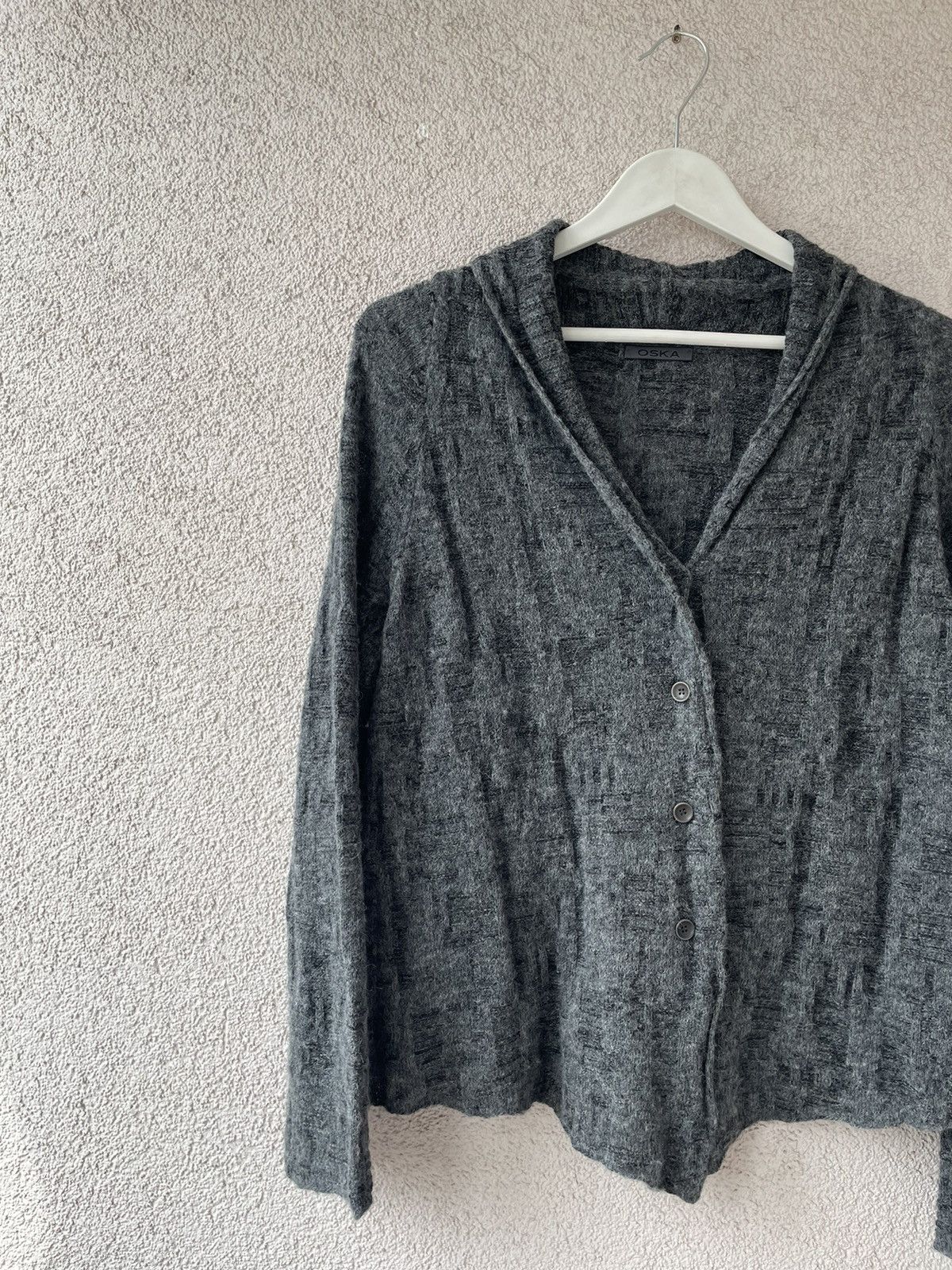 OSKA OSKA Grey Linen/Alpaca/Wool Soft Women Cardigan Size 1/S-M Size S / US 4 / IT 40 - 2 Thumbnail