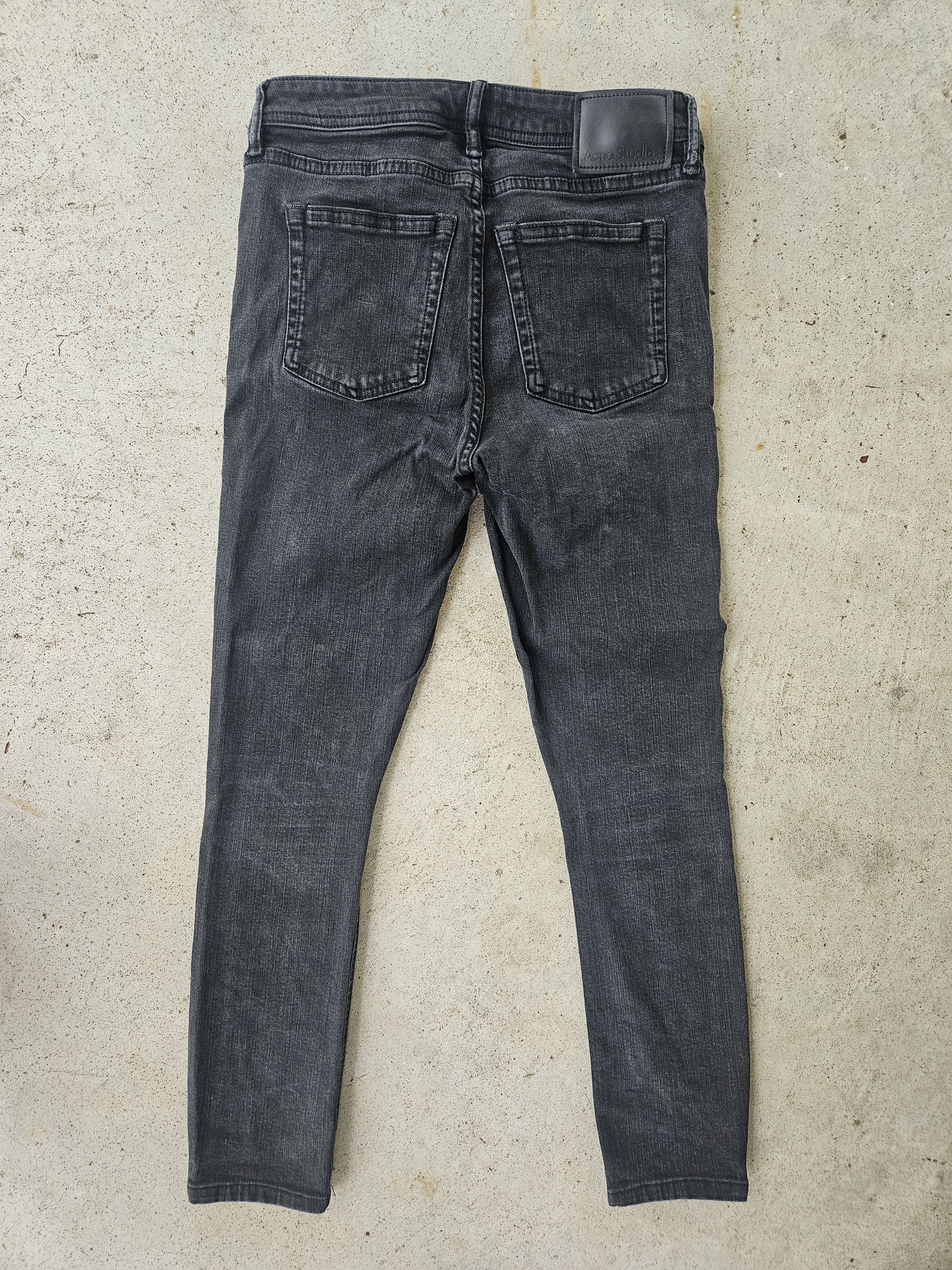 Acne Studios River Rigid Gray Black Slim Fit Leather Patch Denim Jeans Size US 26 / EU 42 - 1 Thumbnail