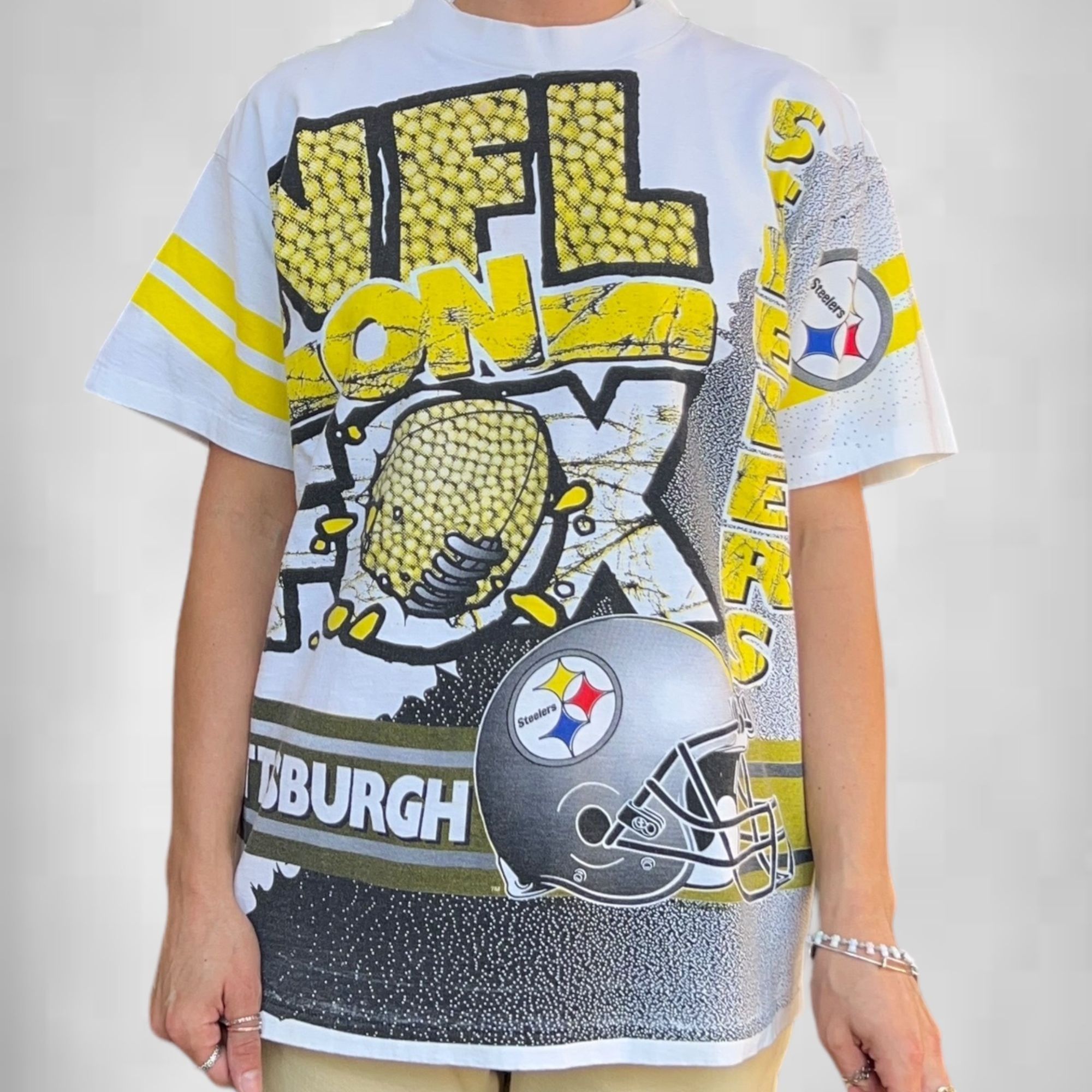 Vintage 90s Pittsburgh Steelers NFL on Fox All Over Print