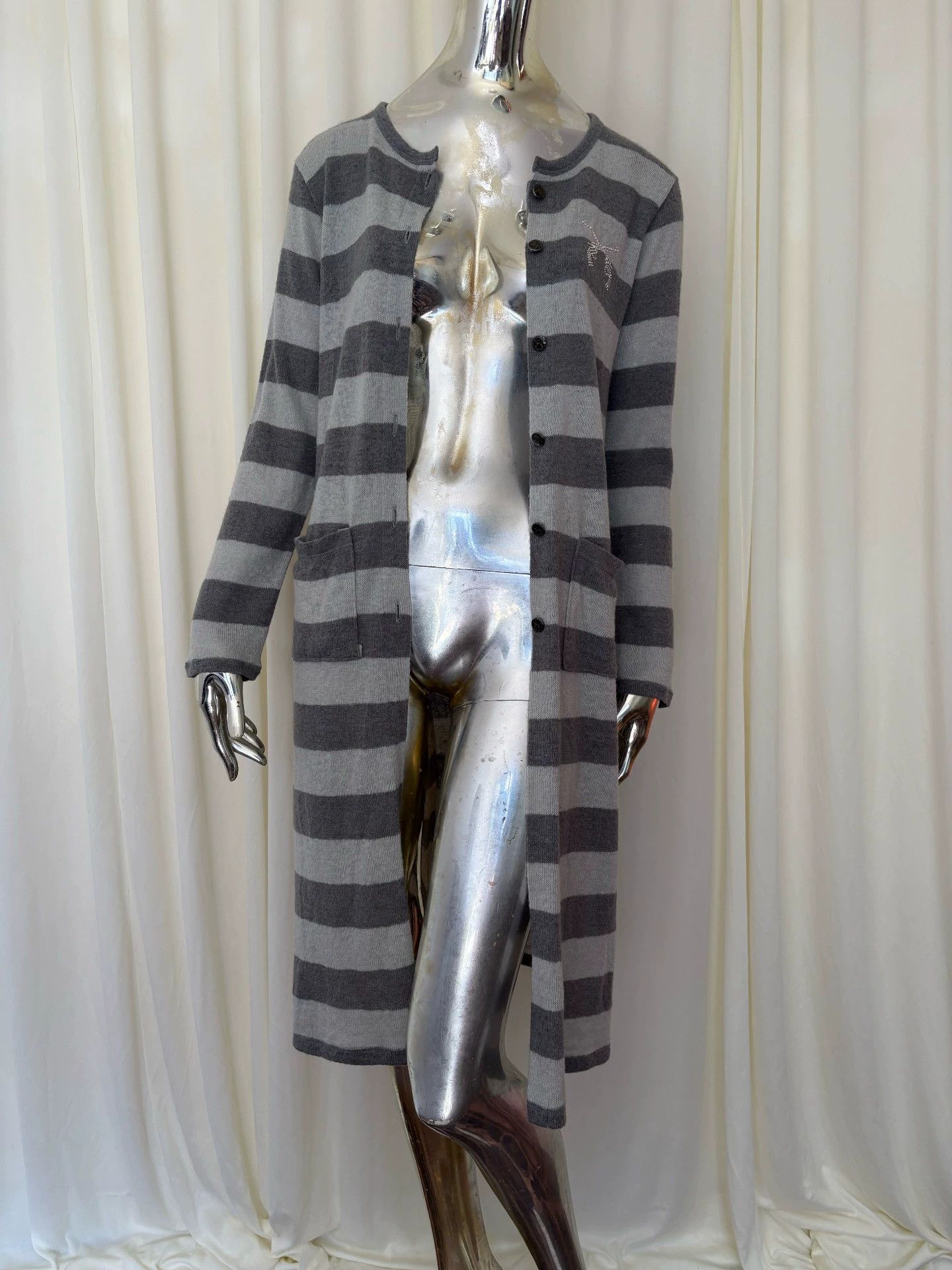 roarguns roarguns rhinestone striped wool cardigan size 1 excellent Size S / US 4 / IT 40 - 3 Thumbnail