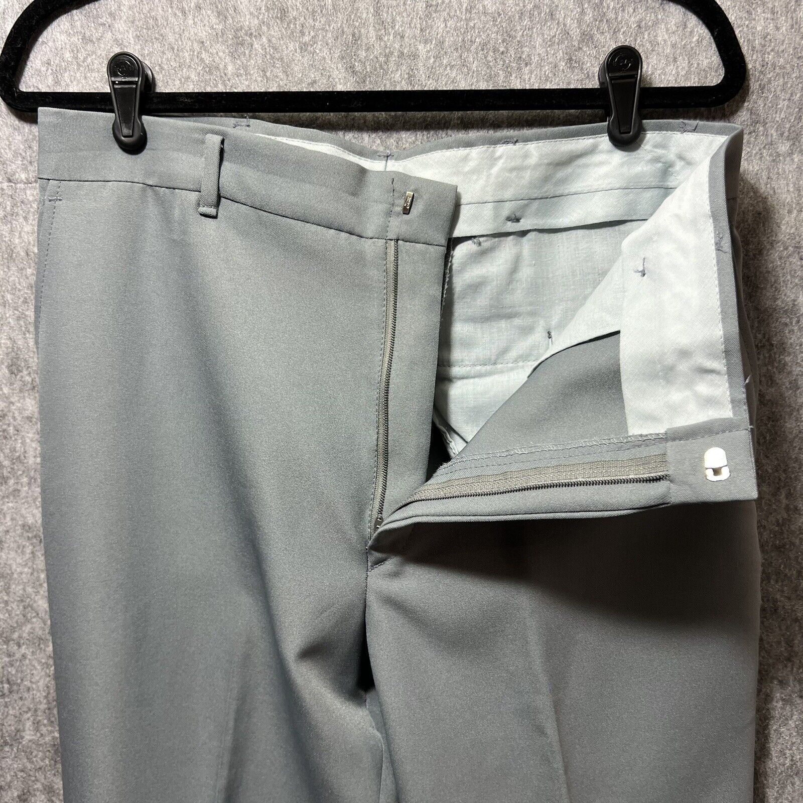 Vintage Vintage Slacks Mens 34x31 Gray Flat Front Dress Pants Talon Size US 34 / EU 50 - 6 Thumbnail