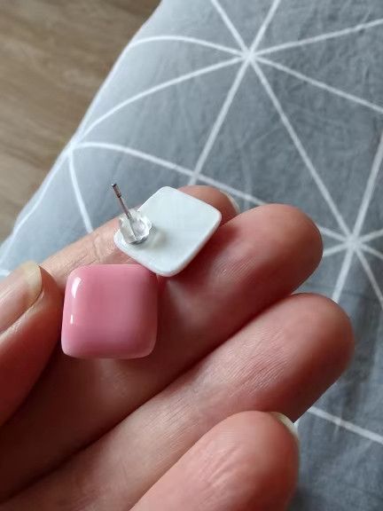 Jewelry Geometric Square Stud Earrings Ceramic Ear Gift For Her Size ONE SIZE - 2 Thumbnail