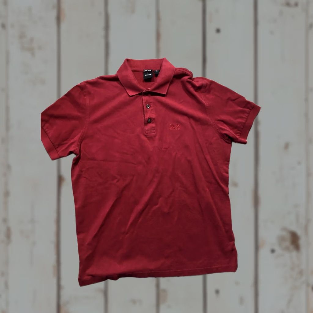 Hugo Boss HUGO BOSS Polo Shirt Mens Large Red Pima Cotton Short Sleeve Embroidered Peru Size US L / EU 52-54 / 3 - 1 Thumbnail