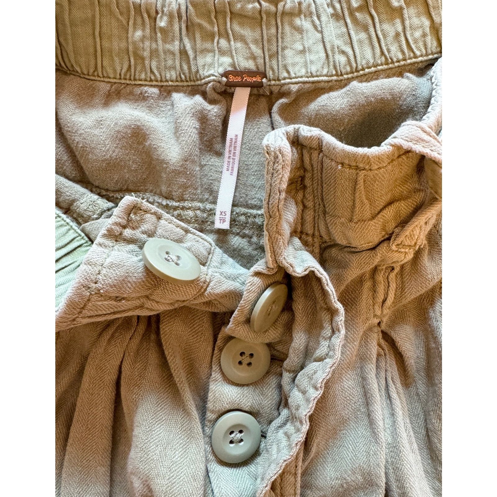 Free People Free People Linen Cotton Cargo Button-Fly Pants Relaxed Size 26" / US 2 / IT 38 - 6 Thumbnail