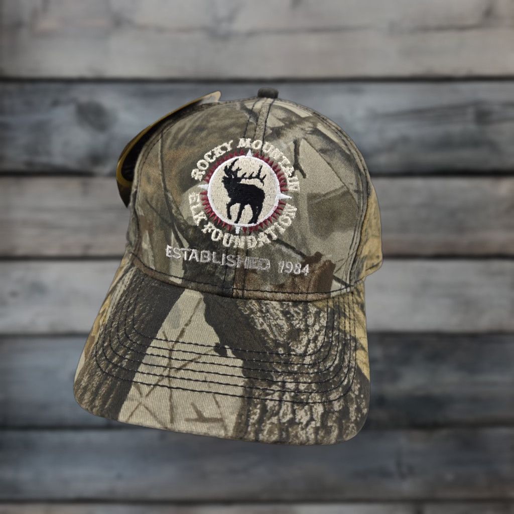 Realtree RMEF Rocky Mountain Elf Foundation Logo Hat Embroidered Camo Realtree Trucker Hat Adjustable Men CAMO Size ONE SIZE - 1 Thumbnail