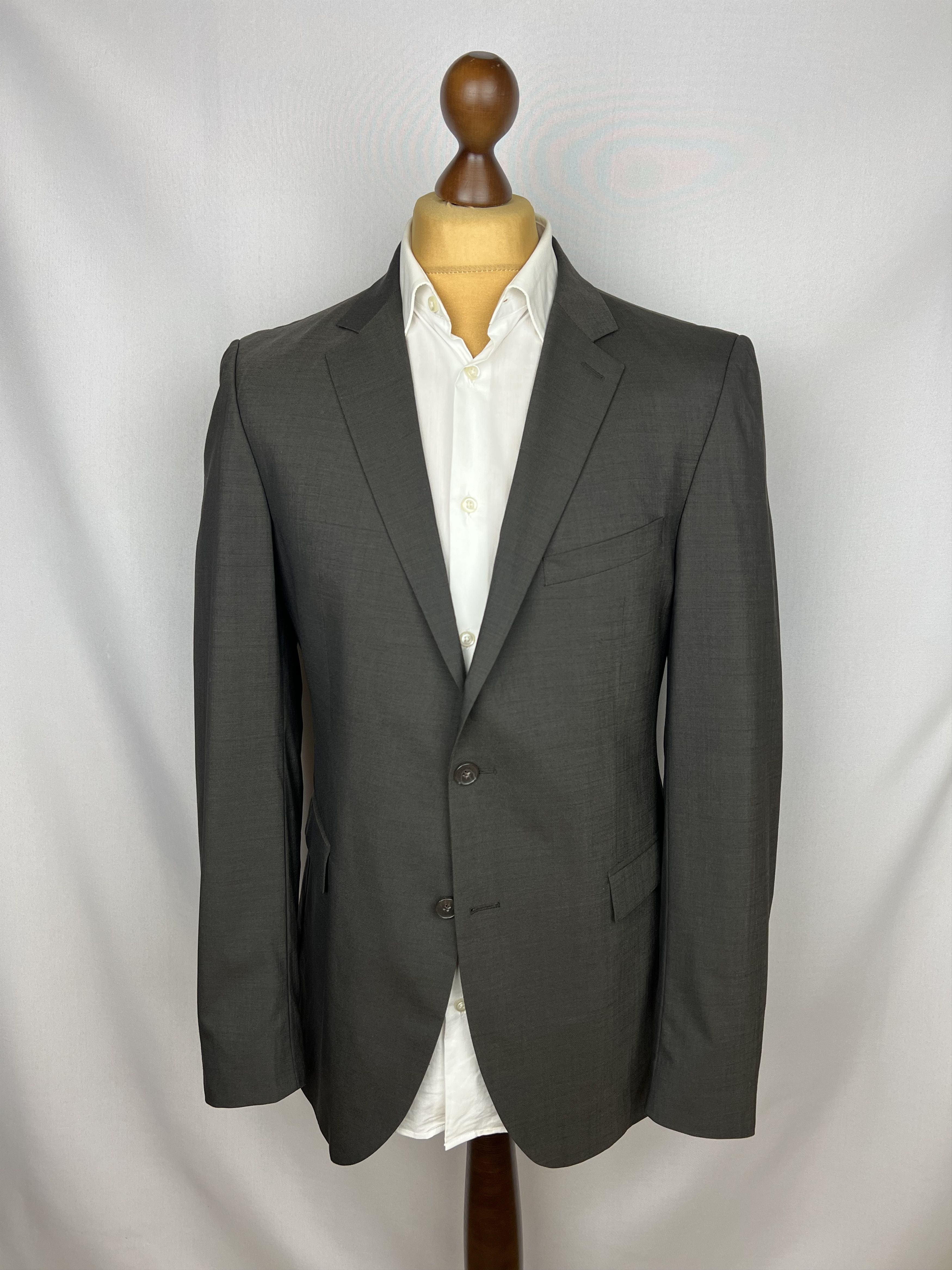 Strellson Solid Gray-Brown Wool Classic Slim-Fit 2 Piece Long Suit Size 40L - 2 Thumbnail