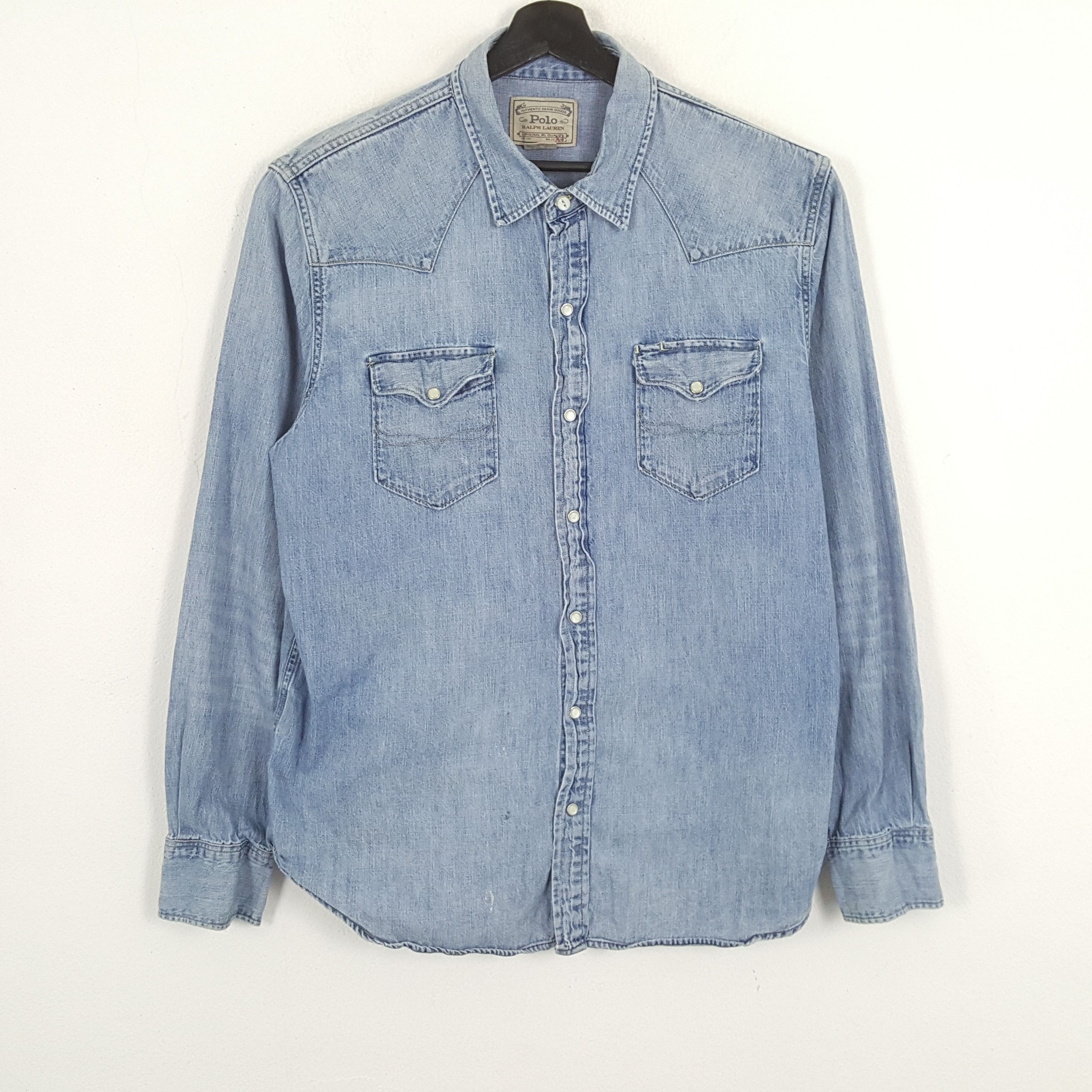 Polo Ralph Lauren × Vintage POLO RALPH LAUREN Fashion Style Double Pocket Denim Shirt Size US XL / EU 56 / 4 - 1 Thumbnail