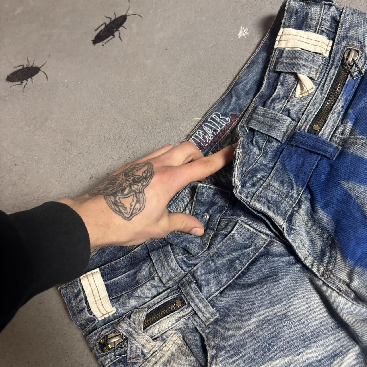 Japanese Brand × Vintage Japanese blue and navy graffiti denim jeans Size US 36 / EU 52 - 5 Thumbnail